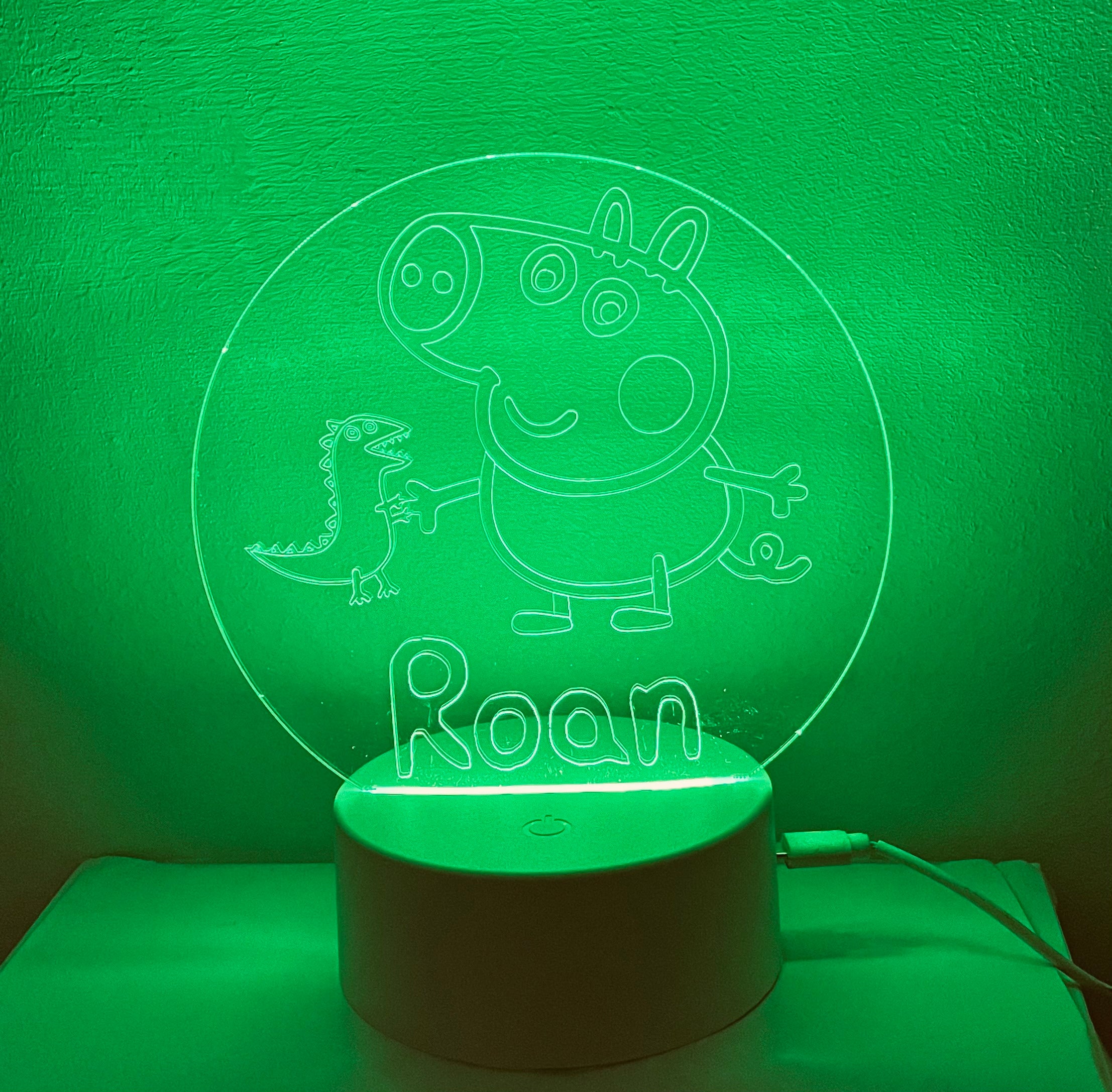 Character/George Pig Themed LED Night Light - Comes Fully Personalised. Unique Gift Idea