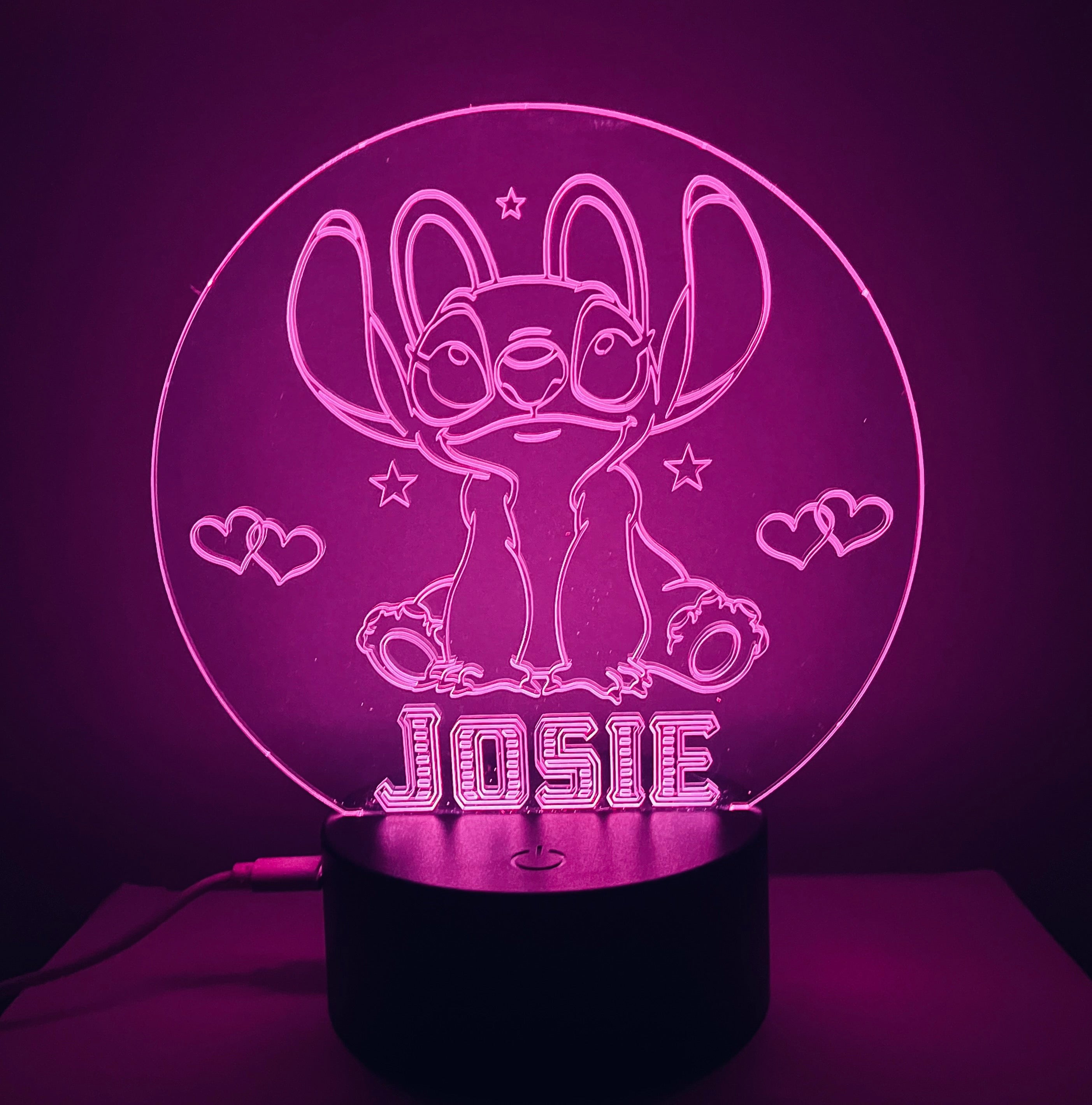Angel from Stitch Themed LED Night Light - Comes Fully Personalised. Unique Gift Idea