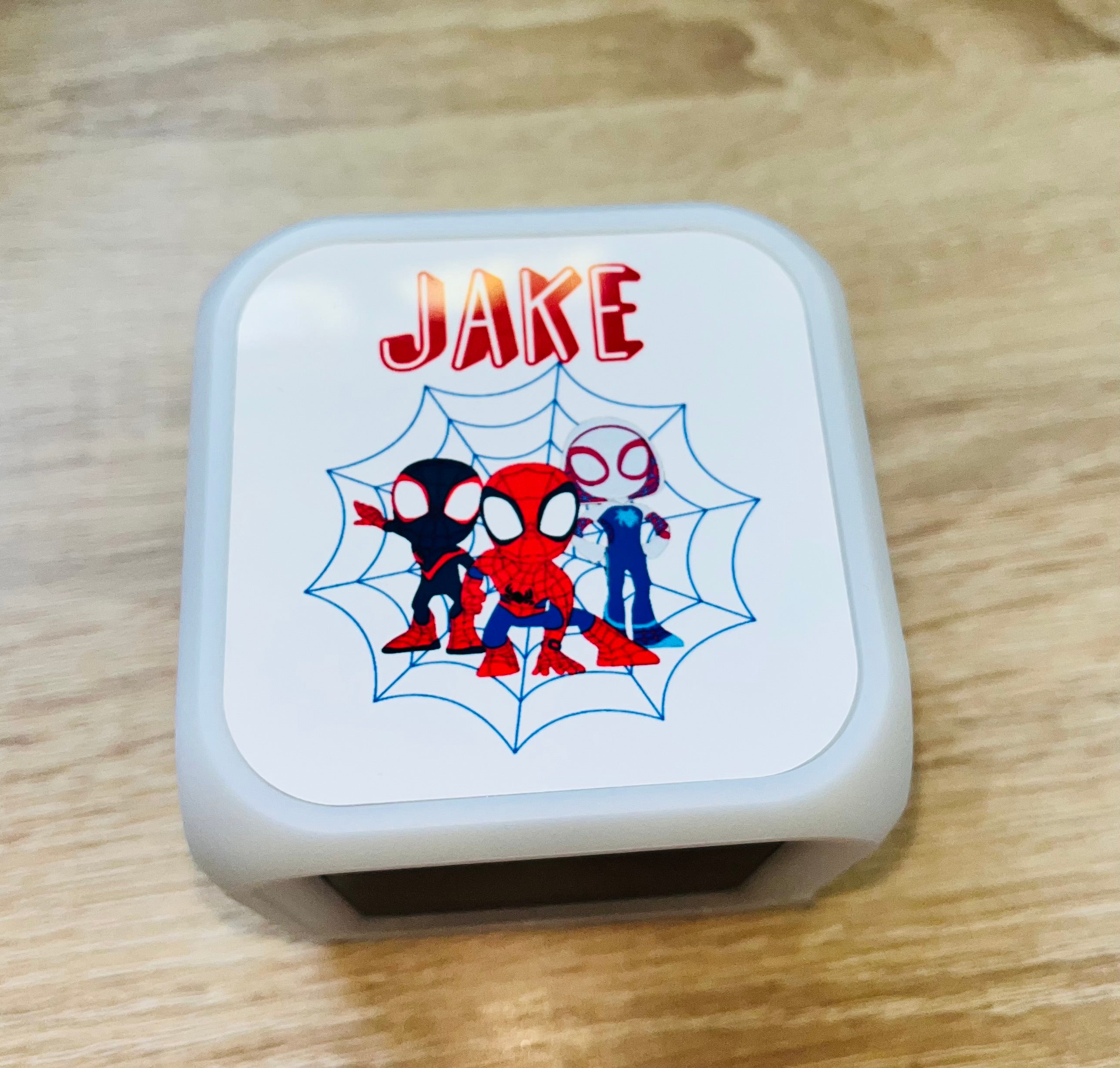 Spidey & Friends Design Personalised LED Cube Digital Alarm Clock - Colour Changing/Great Gift Idea