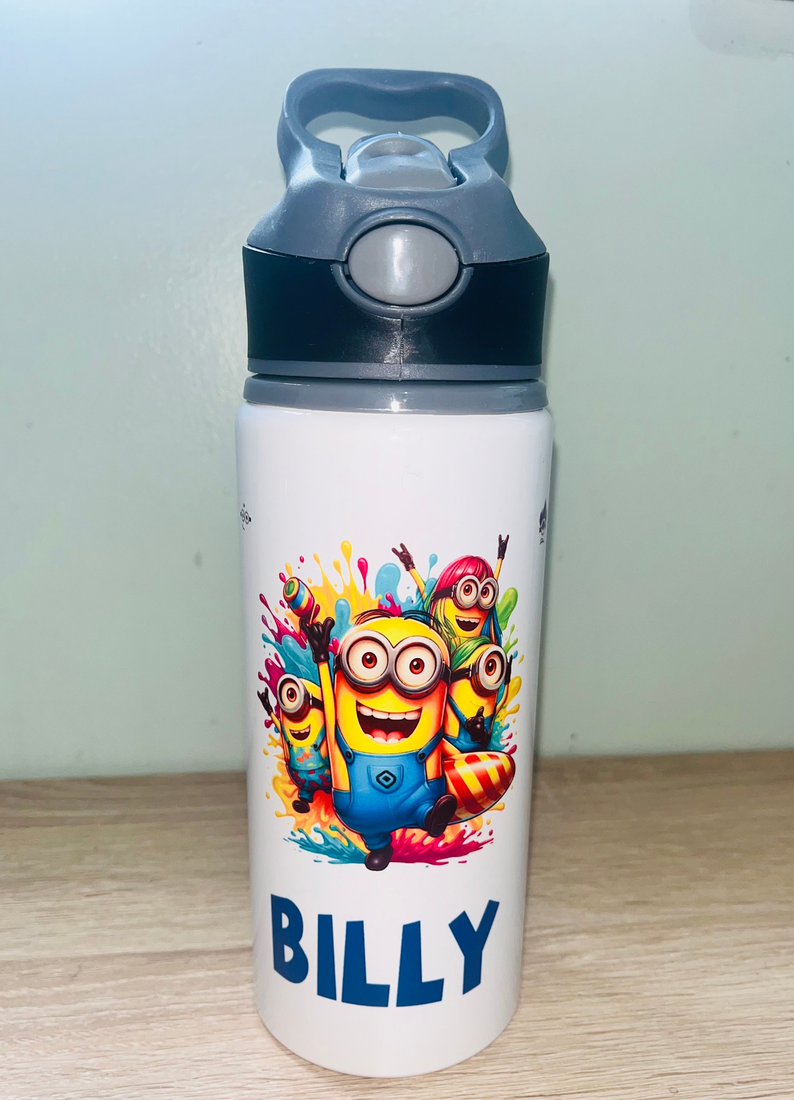 Character/Minions Themed Personalised 600ml Aluminium Water Bottles - made with your favourite characters! School Water Bottle, Summer Ready.