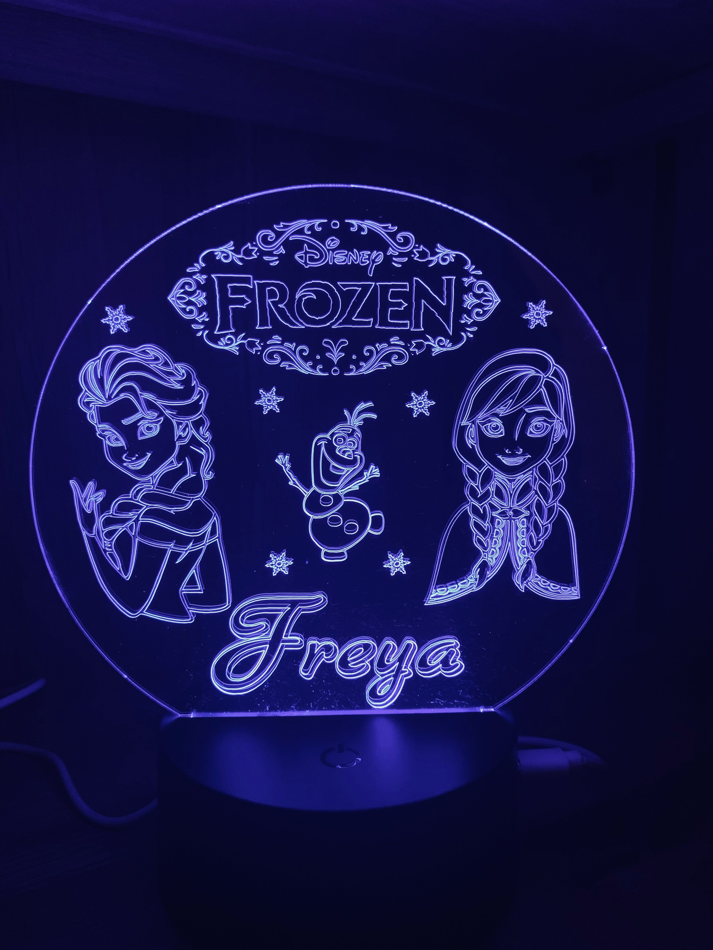 Princess/Frozen Themed LED Night Light - Comes Fully Personalised. Unique Gift Idea