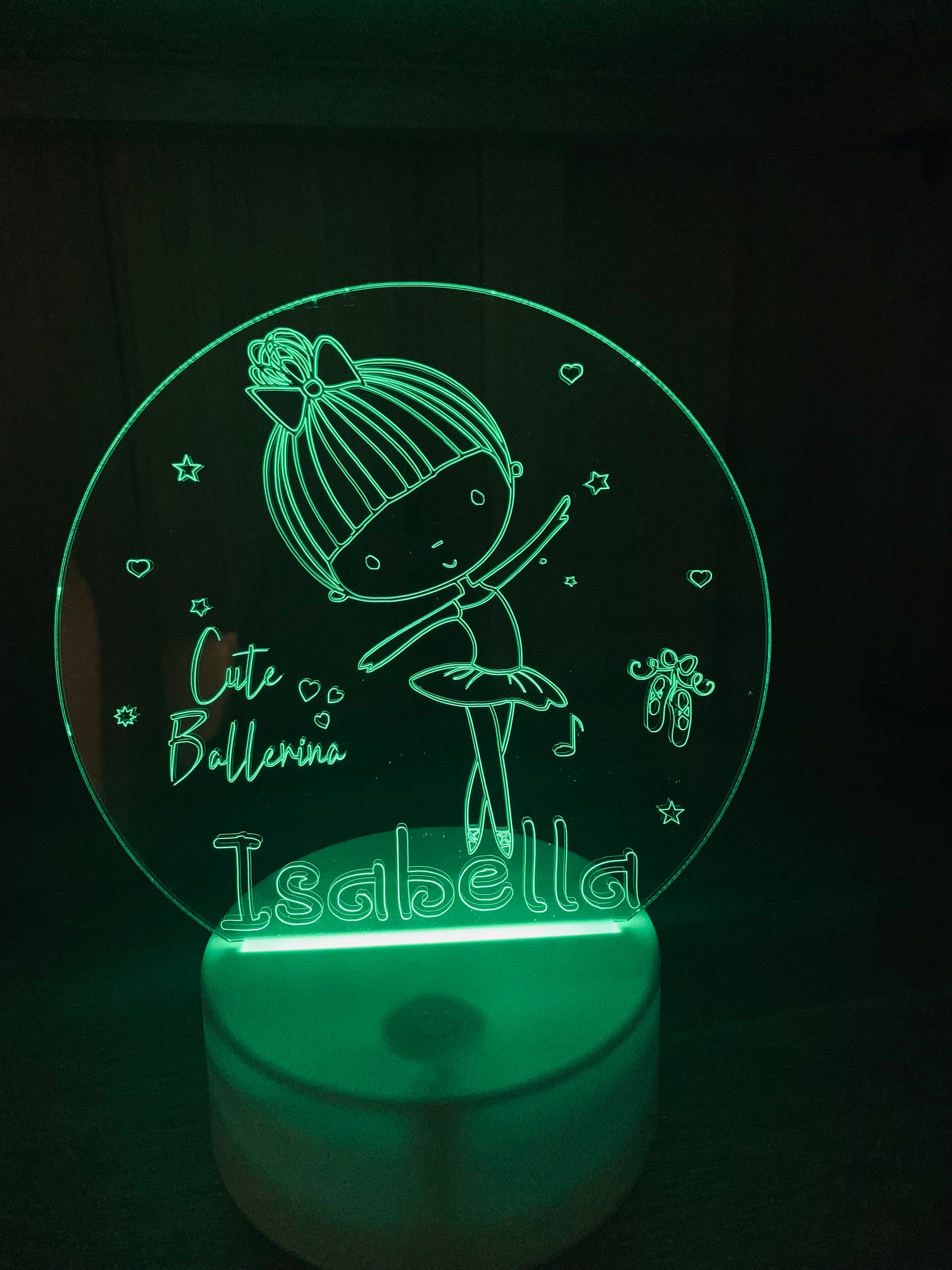 Ballet Themed LED Night Light - Comes Fully Personalised. Unique Gift Idea