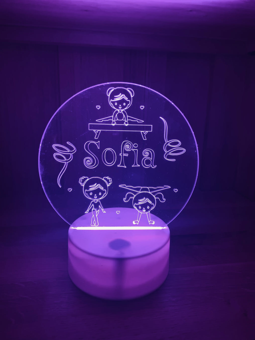 Gymnastics Themed LED Night Light - Comes Fully Personalised. Unique Gift Idea