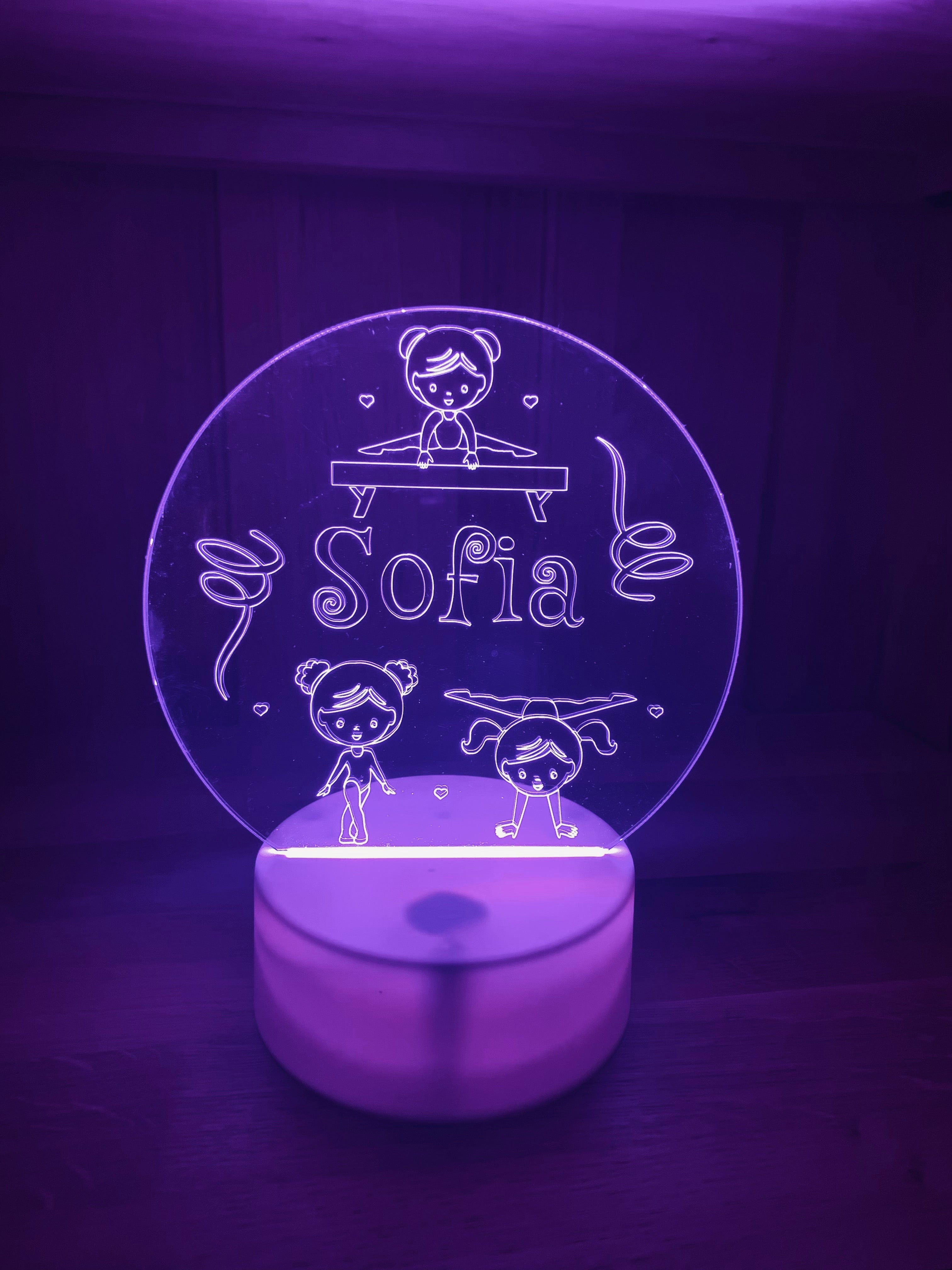 Gymnastics Themed LED Night Light - Comes Fully Personalised. Unique Gift Idea