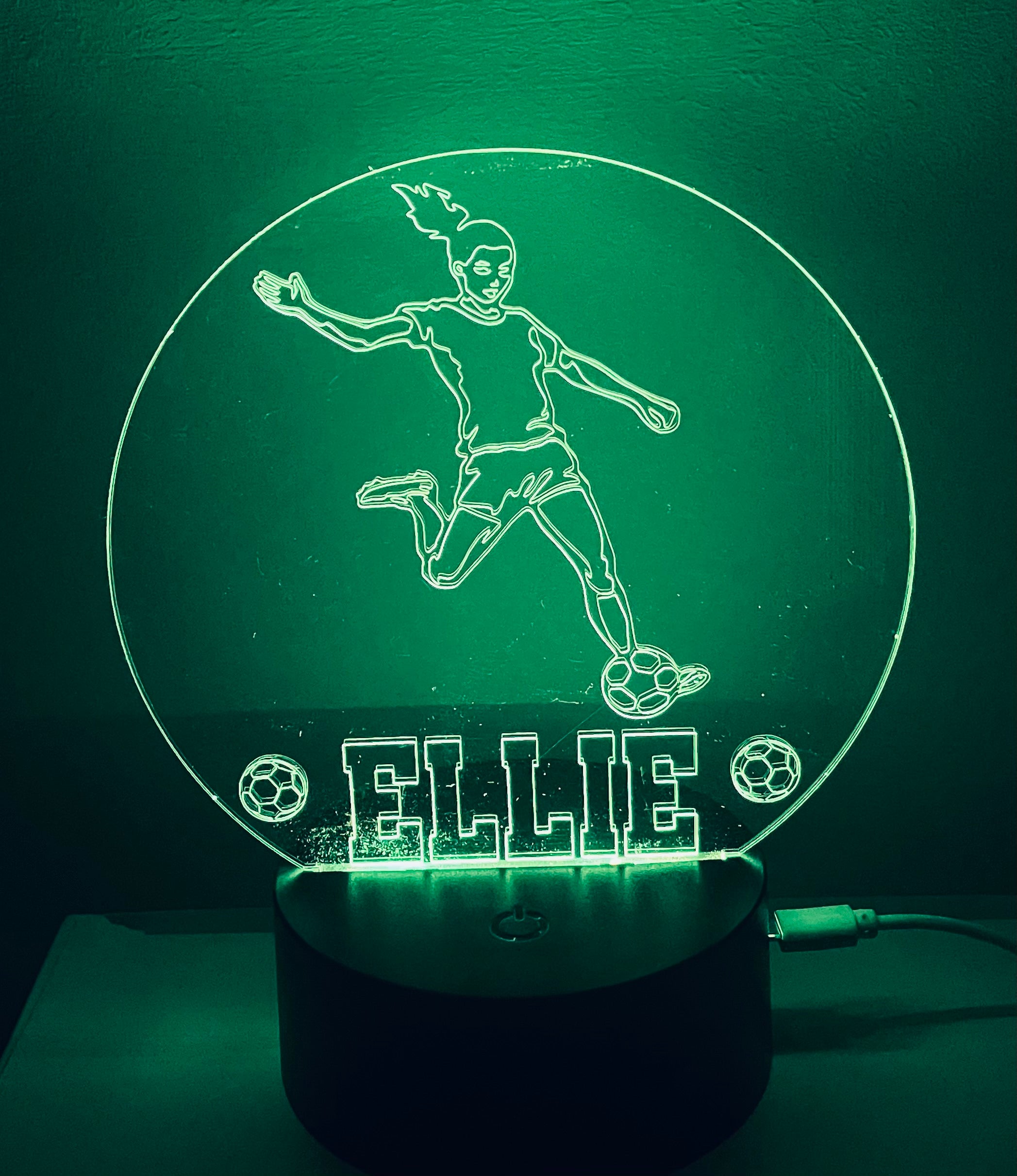 Women’s Football Themed LED Night Light - Comes Fully Personalised. Unique Gift Idea