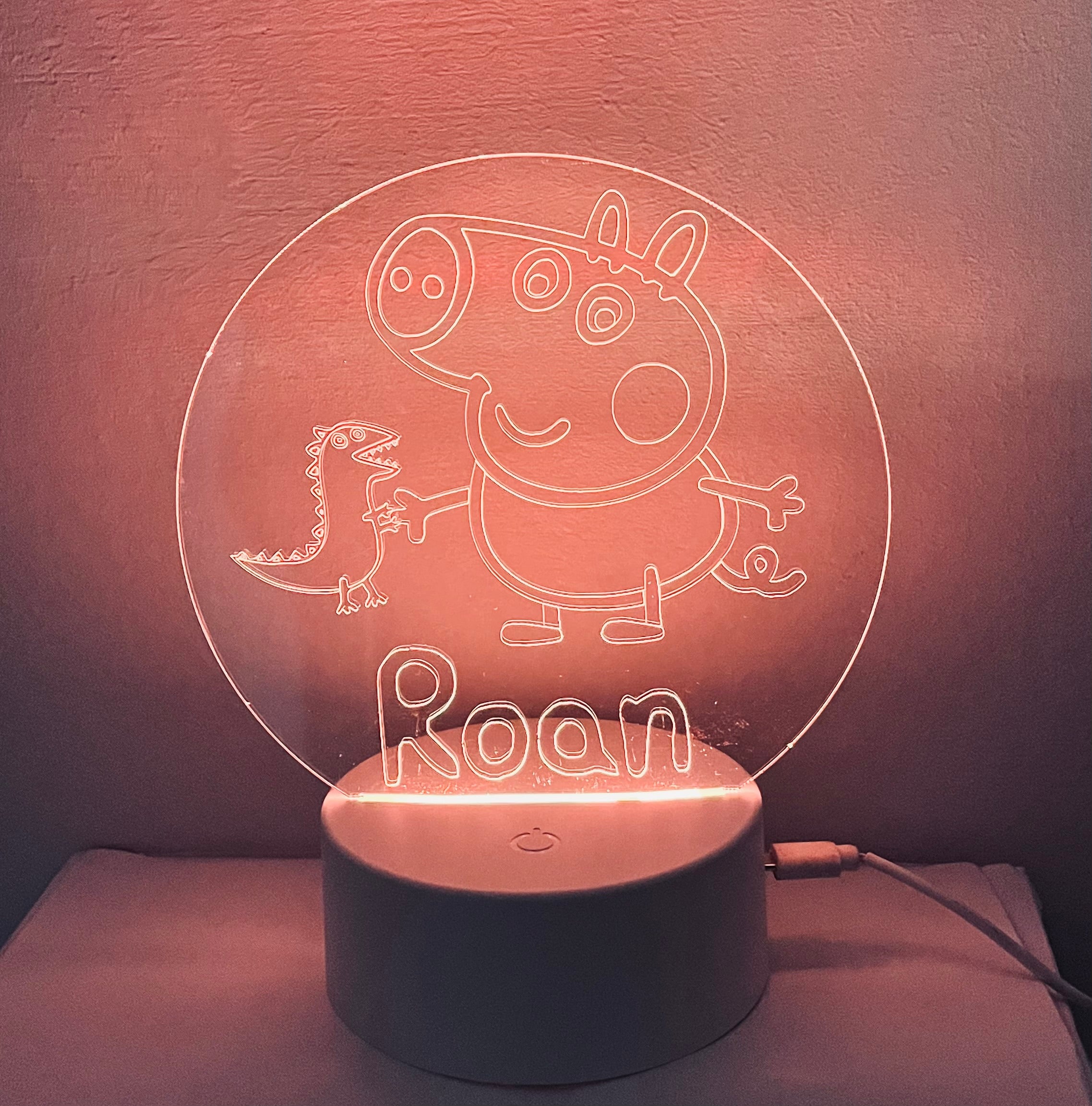 Character/George Pig Themed LED Night Light - Comes Fully Personalised. Unique Gift Idea