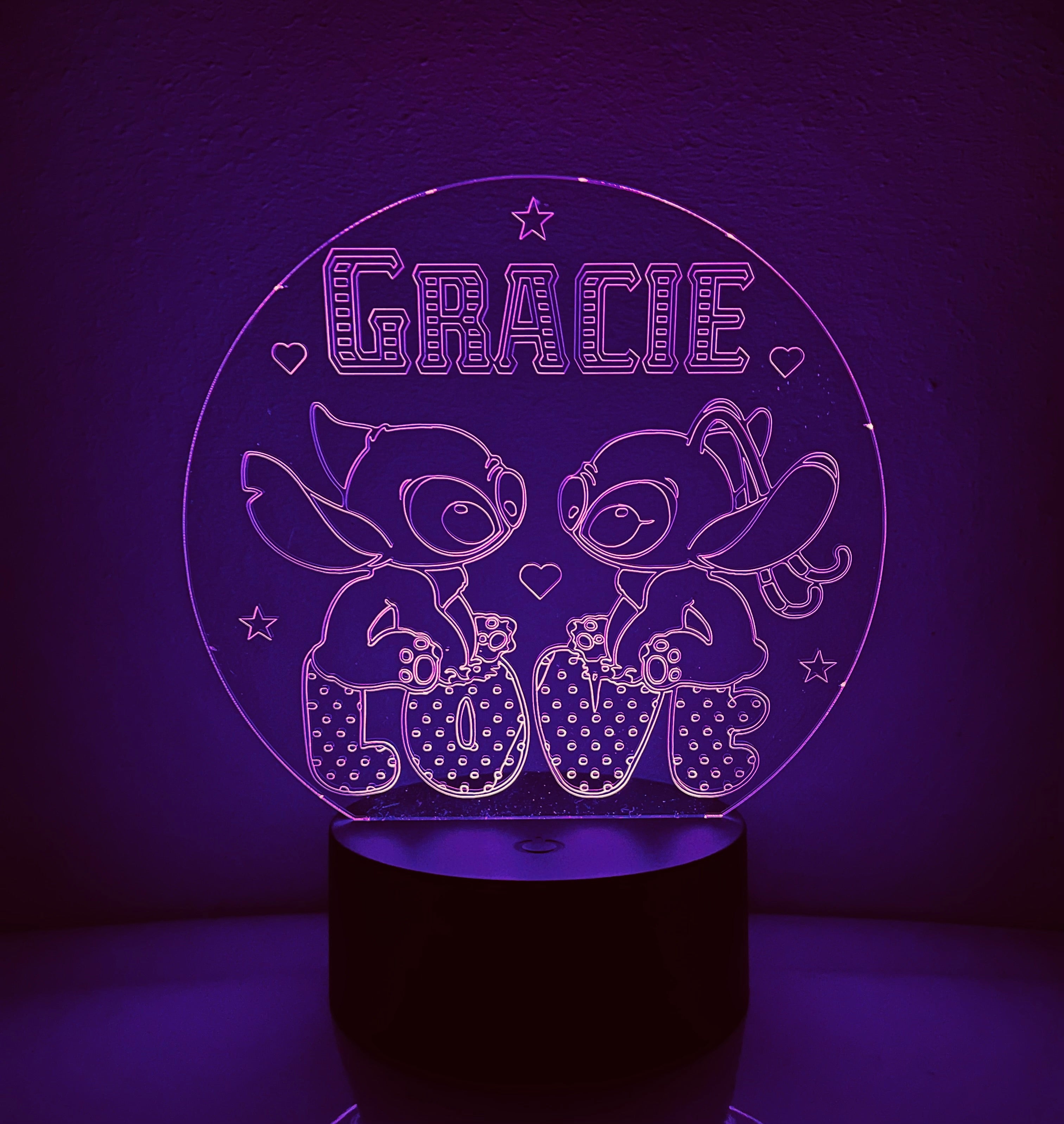 Stitch & Angel Themed LED Night Light - Comes Fully Personalised. Unique Gift Idea
