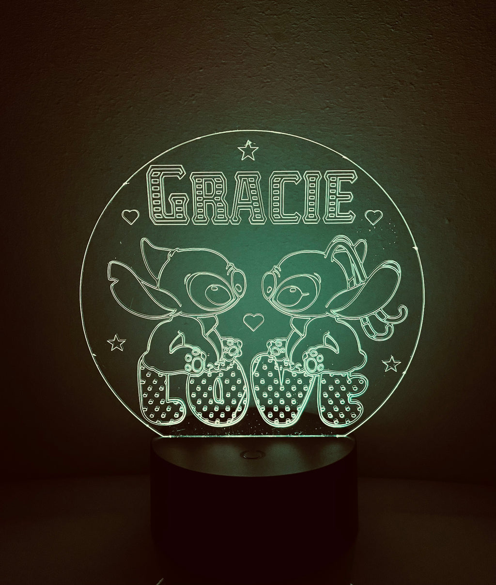 Stitch & Angel Themed LED Night Light - Comes Fully Personalised. Unique Gift Idea