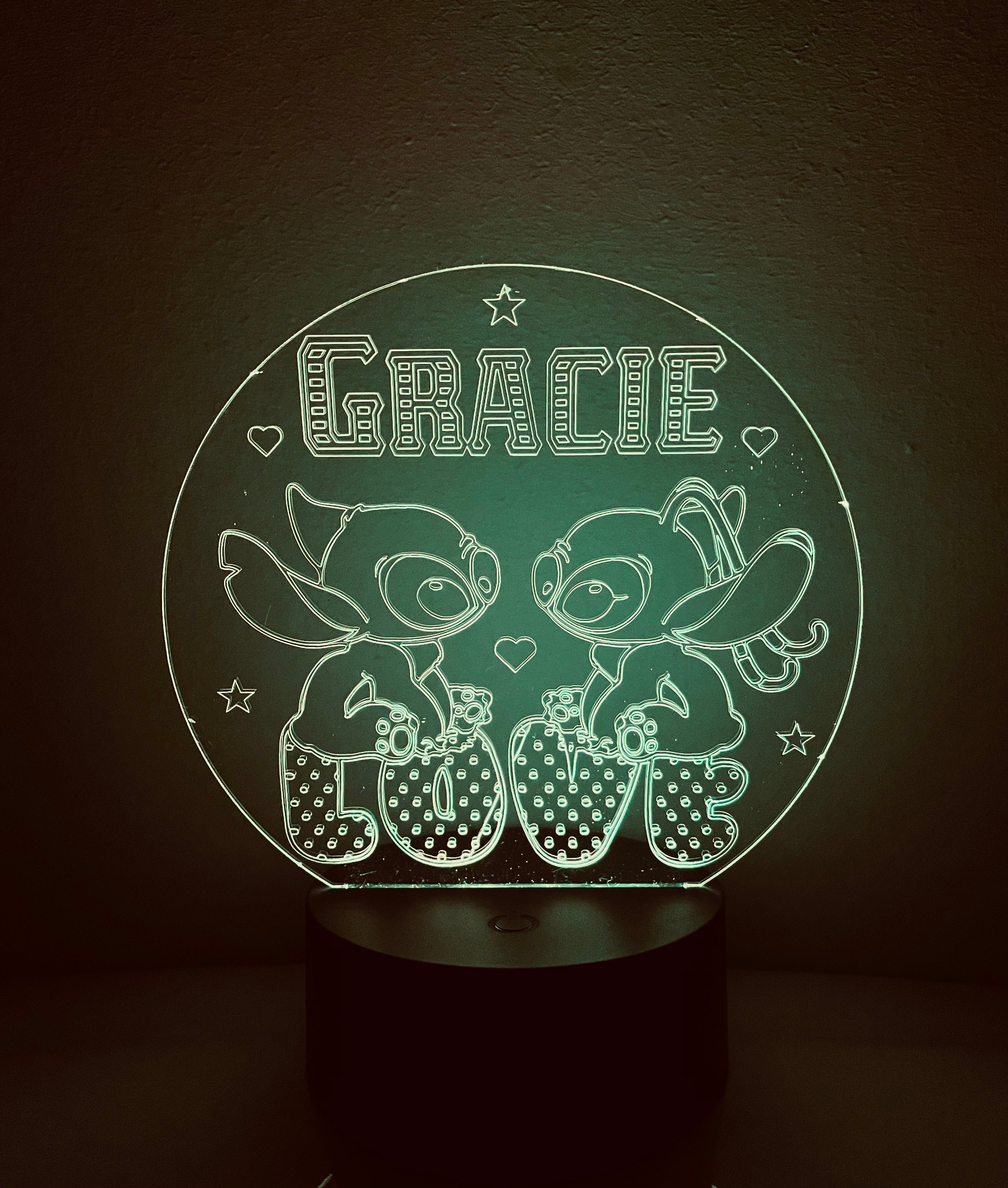 Stitch & Angel Themed LED Night Light - Comes Fully Personalised. Unique Gift Idea