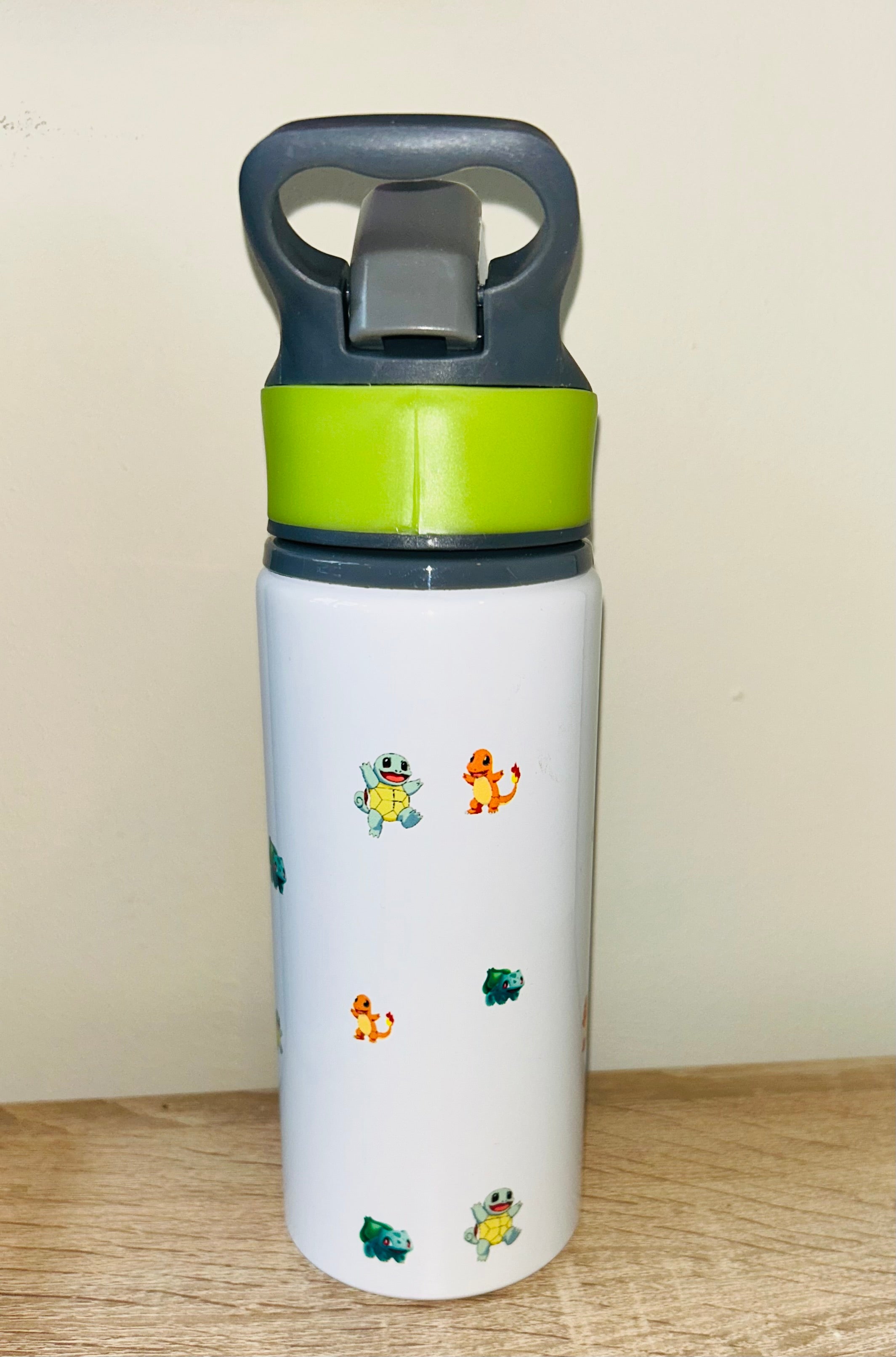 Character/Pokemon Themed Personalised 600ml Aluminium Water Bottles - made with your favourite characters! School Water Bottle, Summer Ready.