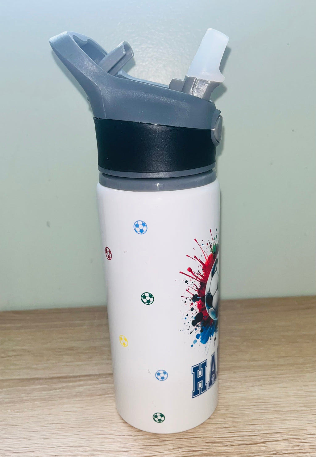 Football Themed Personalised 600ml Aluminium Water Bottles - made with your favourite characters! School Water Bottle, Summer Ready.