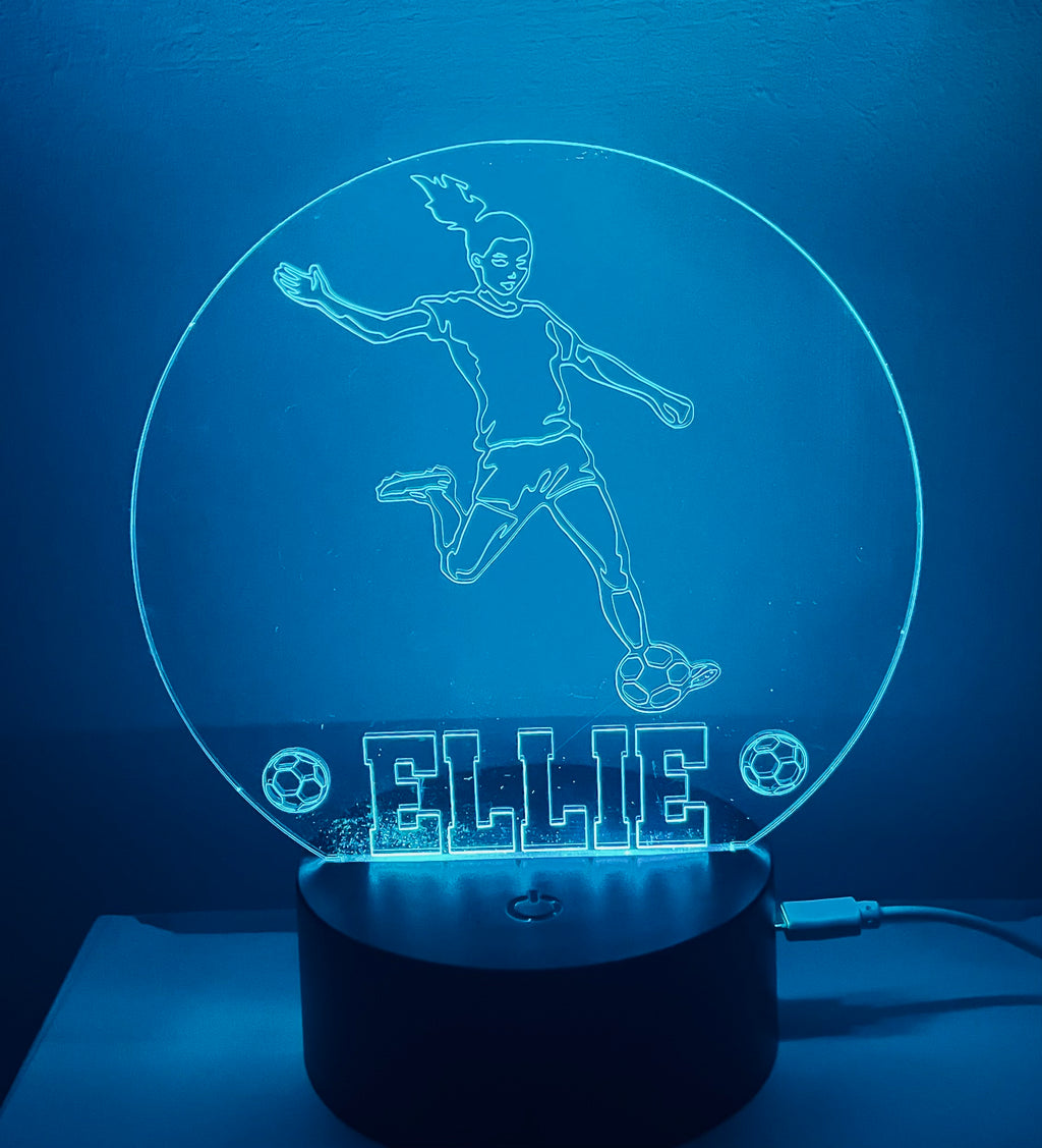 Women’s Football Themed LED Night Light - Comes Fully Personalised. Unique Gift Idea