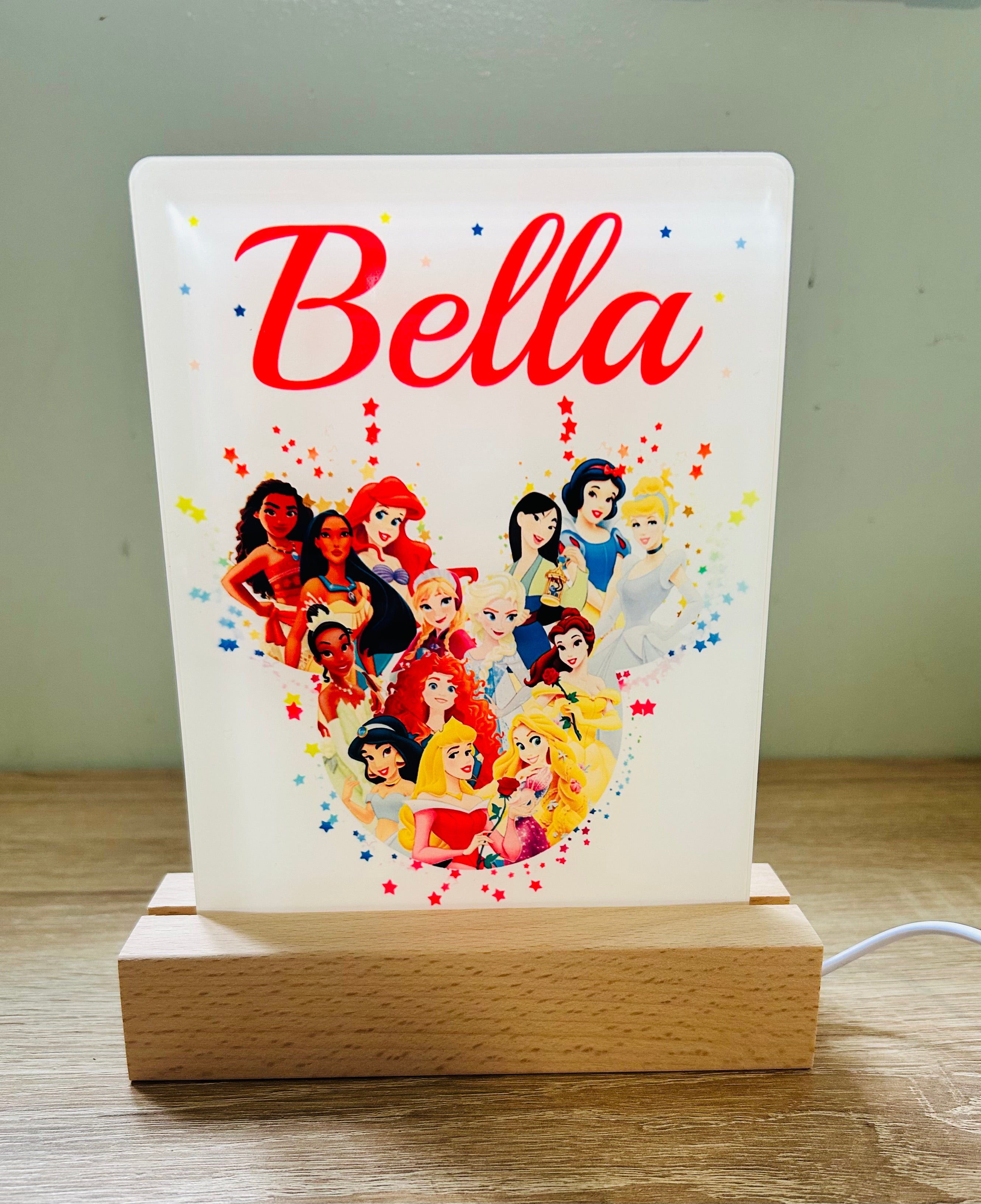 Princess Themed Sub LED Night Light - Comes Fully Personalised. Unique Gift Idea.  Perfect for Bedroom. Christmas/Birthday Gift.