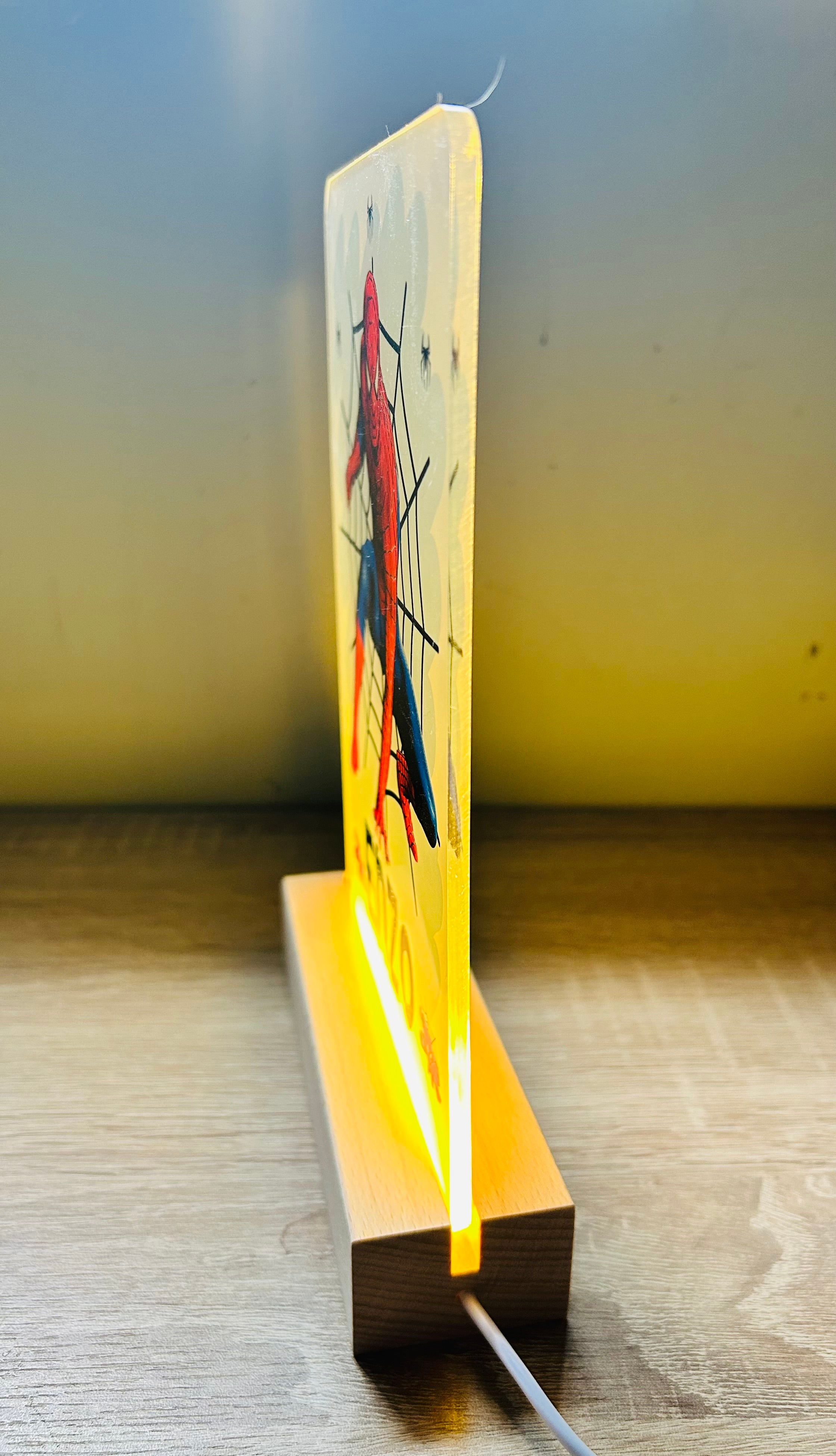 Spiderman Themed Sub LED Night Light - Comes Fully Personalised. Unique Gift Idea.  Perfect for Bedroom. Christmas/Birthday Gift.