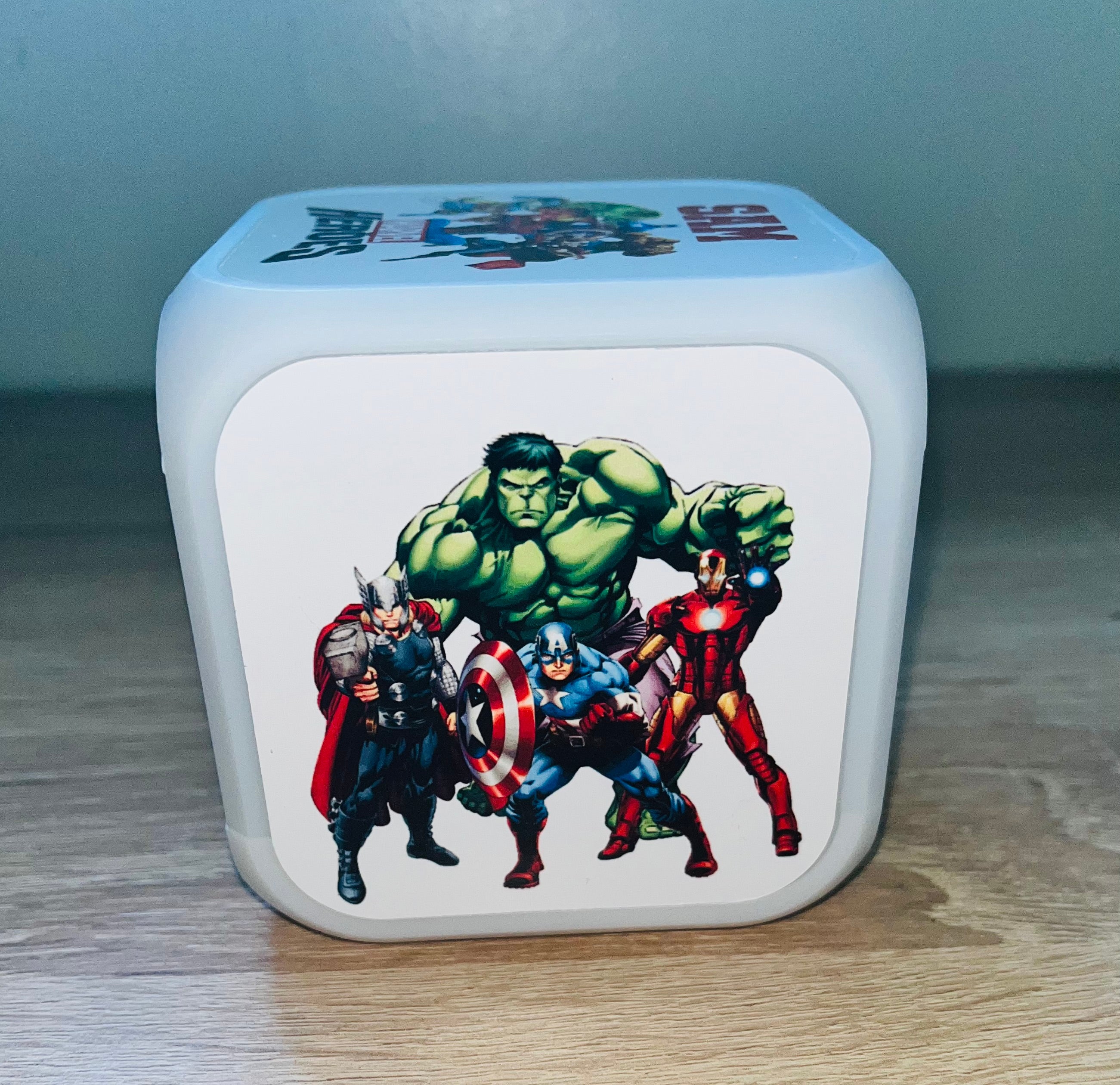 Superheroes  Design Personalised LED Cube Digital Alarm Clock - Colour Changing/Great Gift Idea