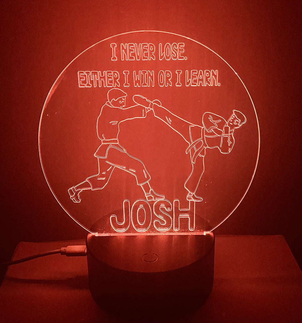 Martial Arts Themed LED Night Light - Comes Fully Personalised. Unique Gift Idea