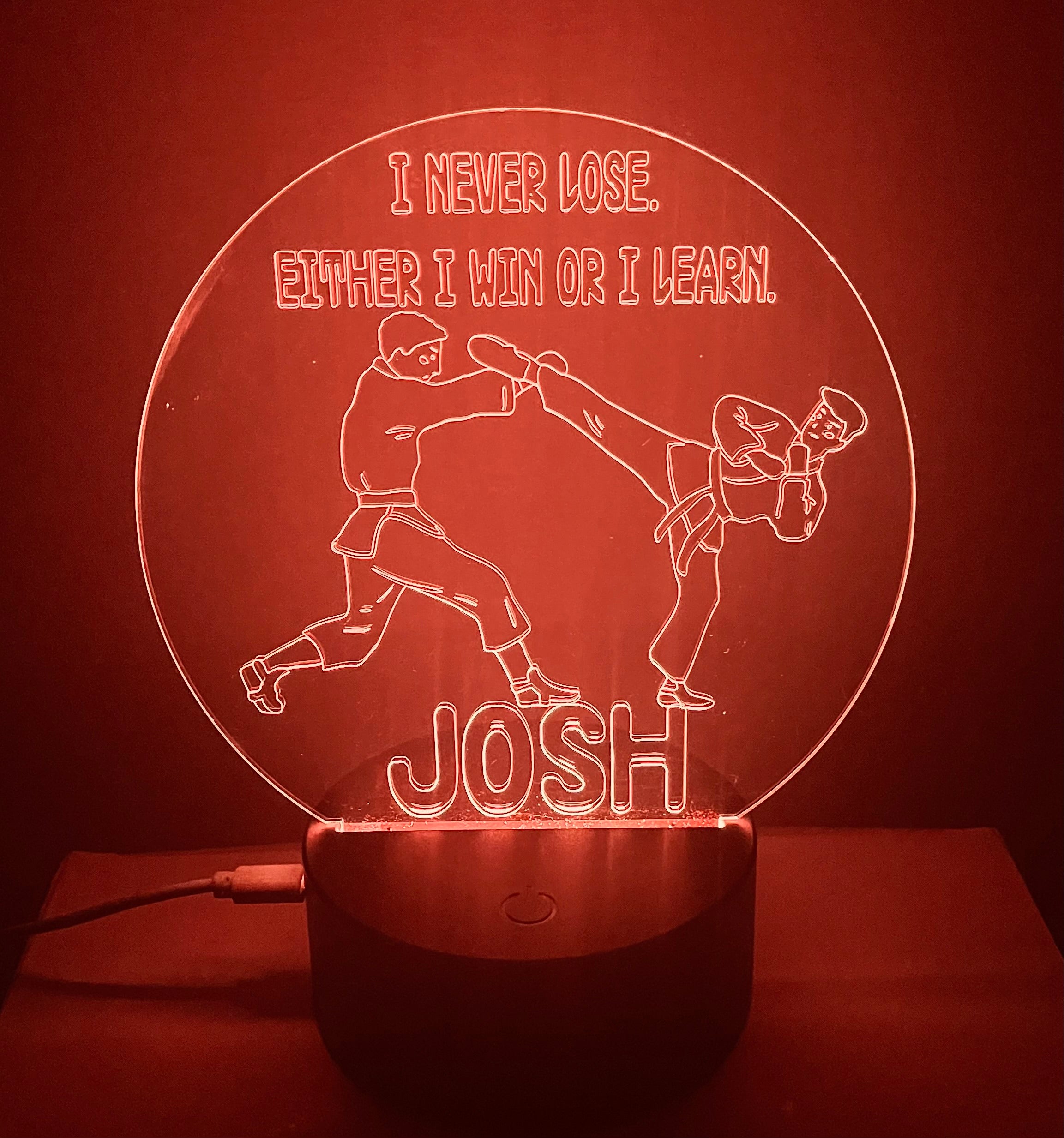 Martial Arts Themed LED Night Light - Comes Fully Personalised. Unique Gift Idea