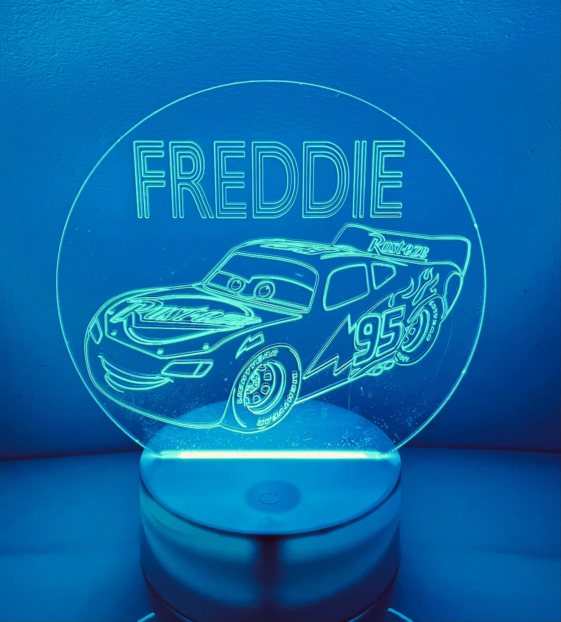 Cars Themed LED Night Light - Comes Fully Personalised. Unique Gift Idea