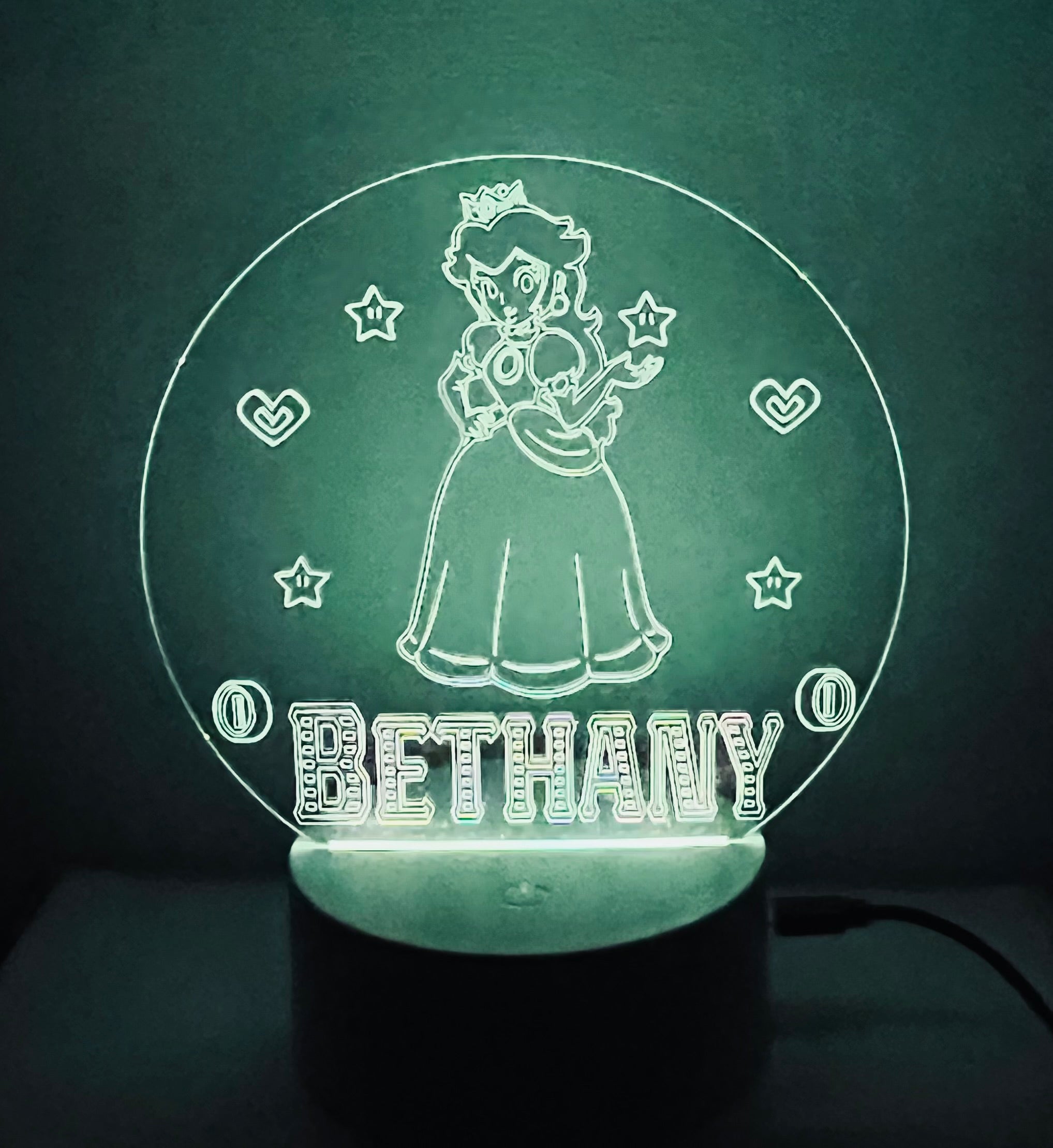 Character/Princess Peach Themed LED Night Light - Comes Fully Personalised. Unique Gift Idea