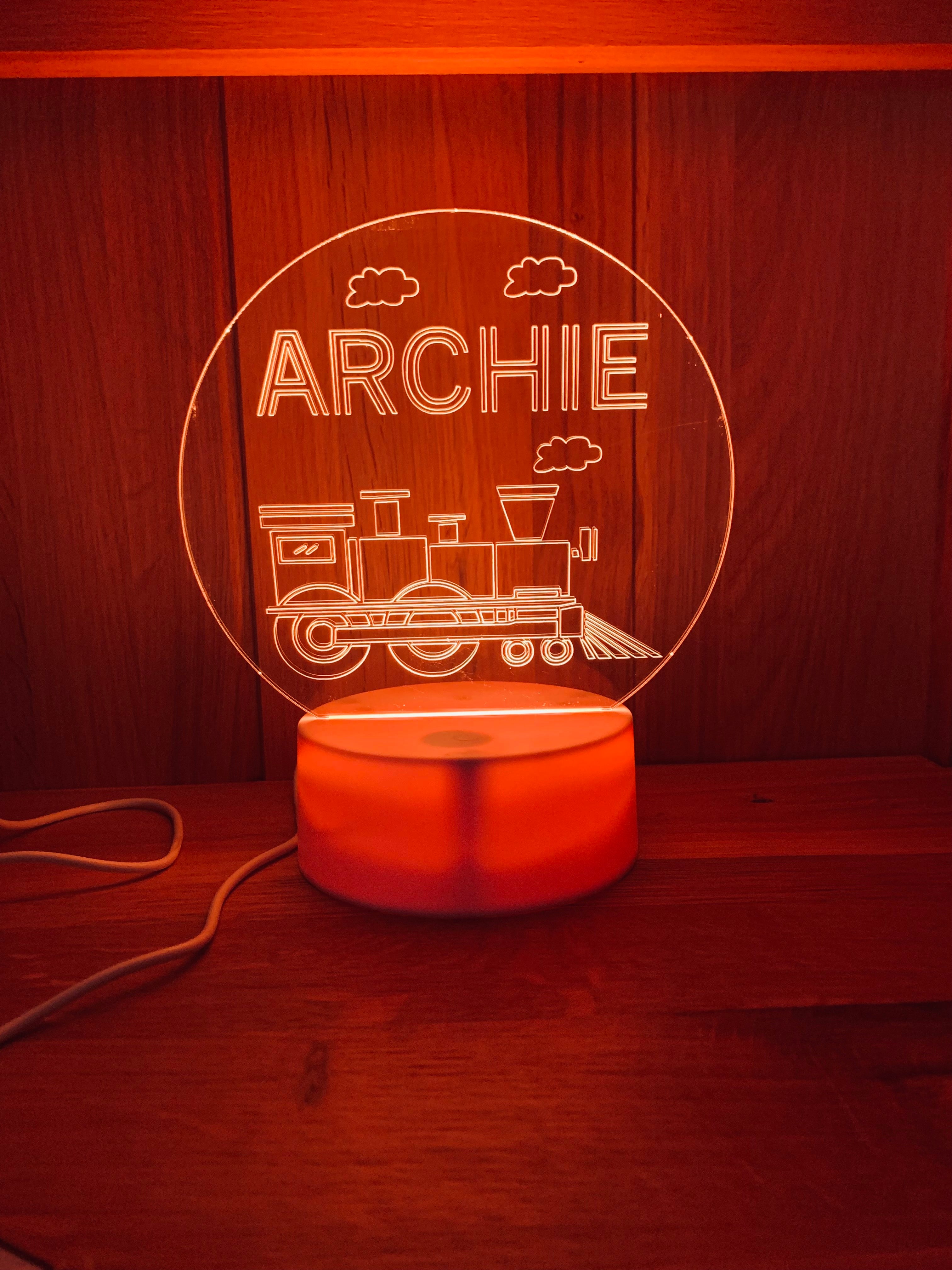 Train Themed LED Night Light - Comes Fully Personalised. Unique Gift Idea