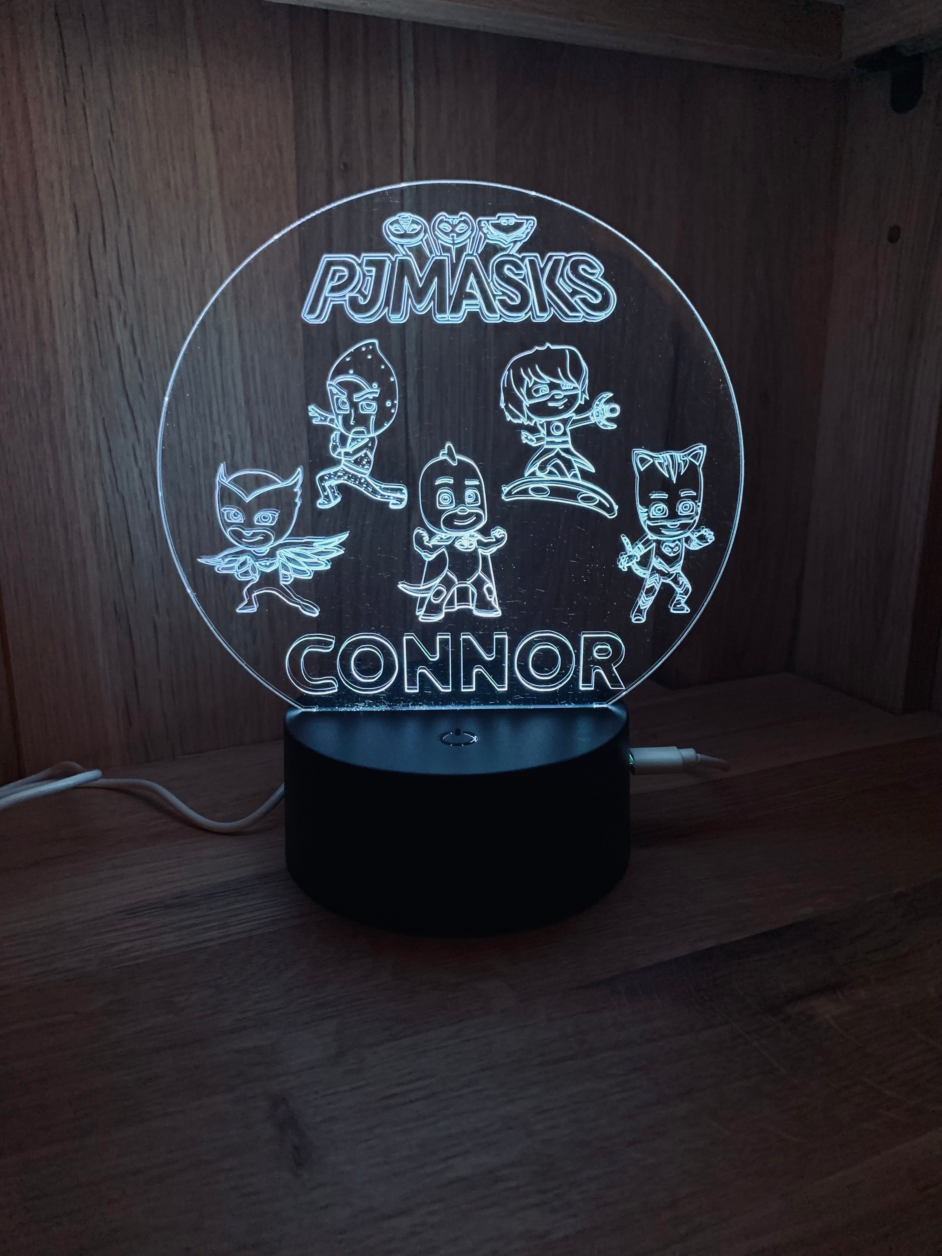Character/PJ Masks Themed LED Night Light - Comes Fully Personalised. Unique Gift Idea