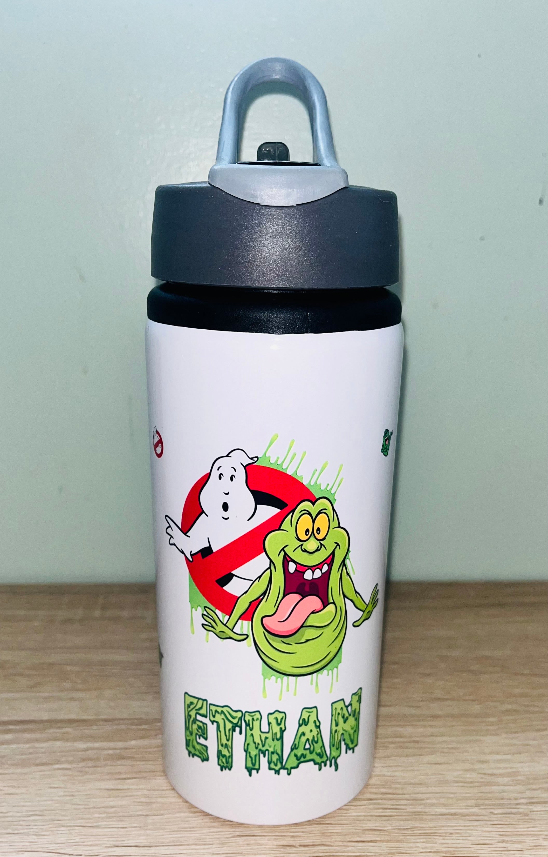 Character/Ghostbusters Themed Personalised 600ml Aluminium Water Bottles - made with your favourite characters! School Water Bottle, Summer Ready.
