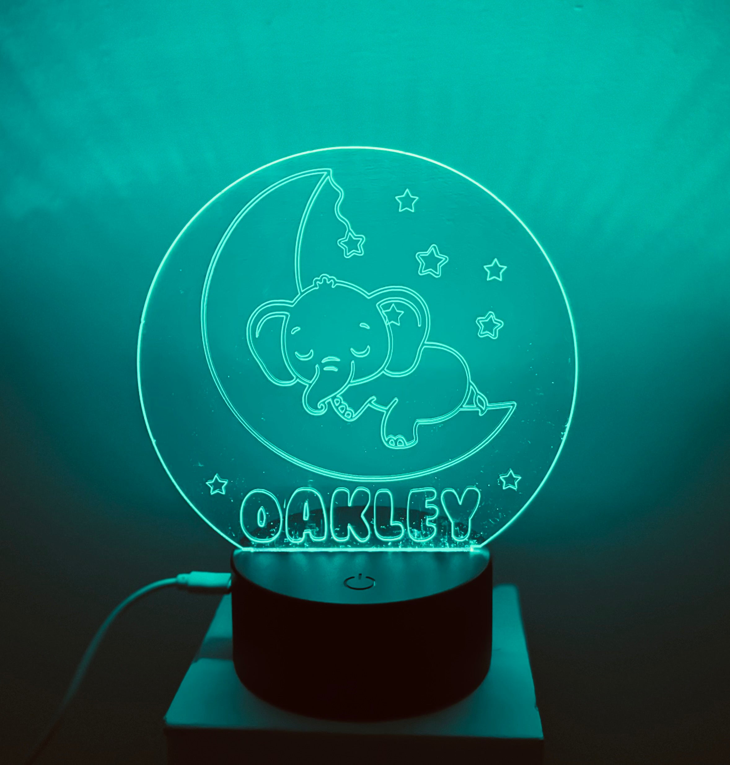 Cute Elephant Themed LED Night Light - Comes Fully Personalised. Unique Gift Idea