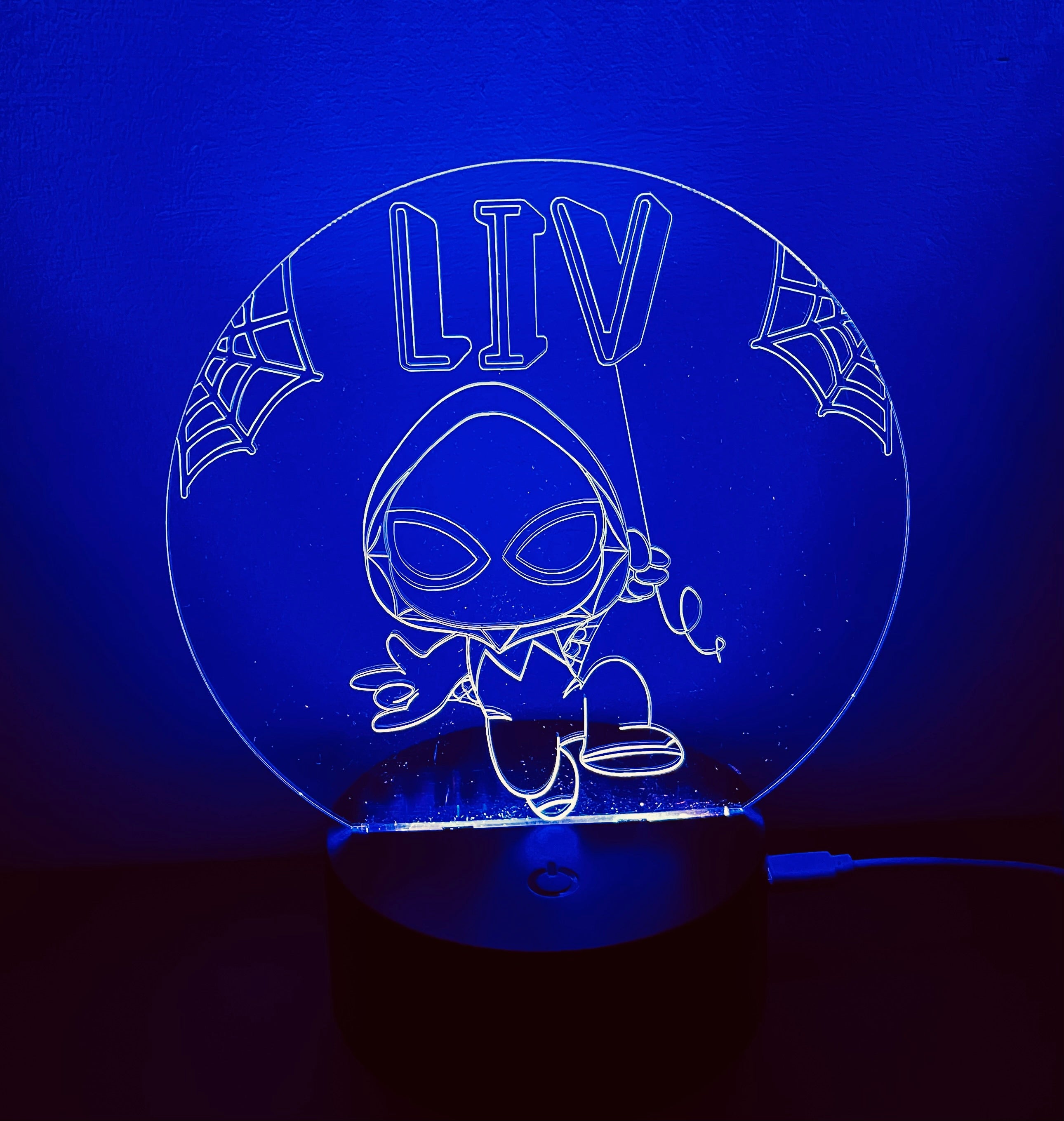 Ghost Spidey Themed LED Night Light - Comes Fully Personalised. Unique Gift Idea