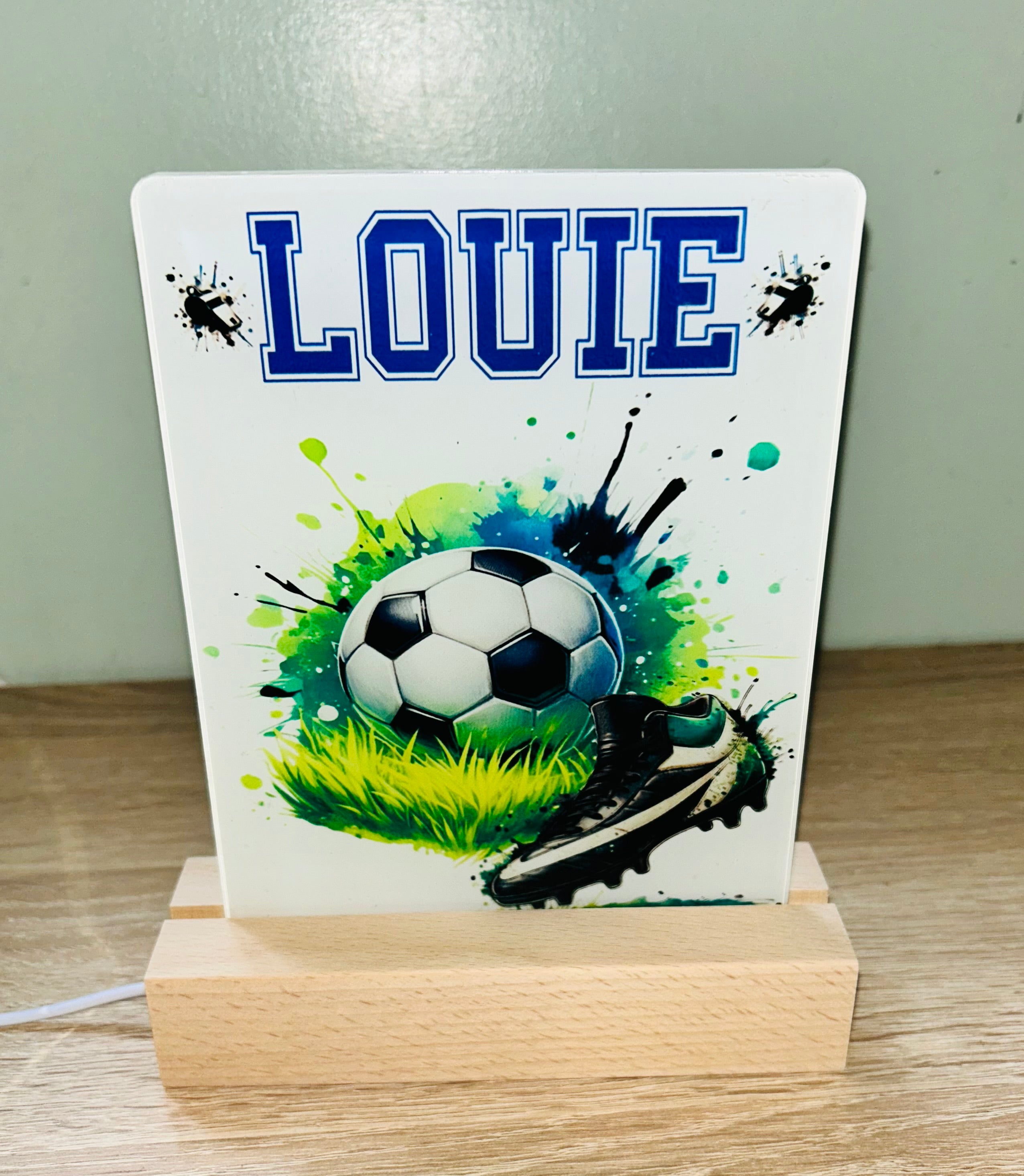 Football Themed Sub LED Night Light - Comes Fully Personalised. Unique Gift Idea.  Perfect for Bedroom. Christmas/Birthday Gift.
