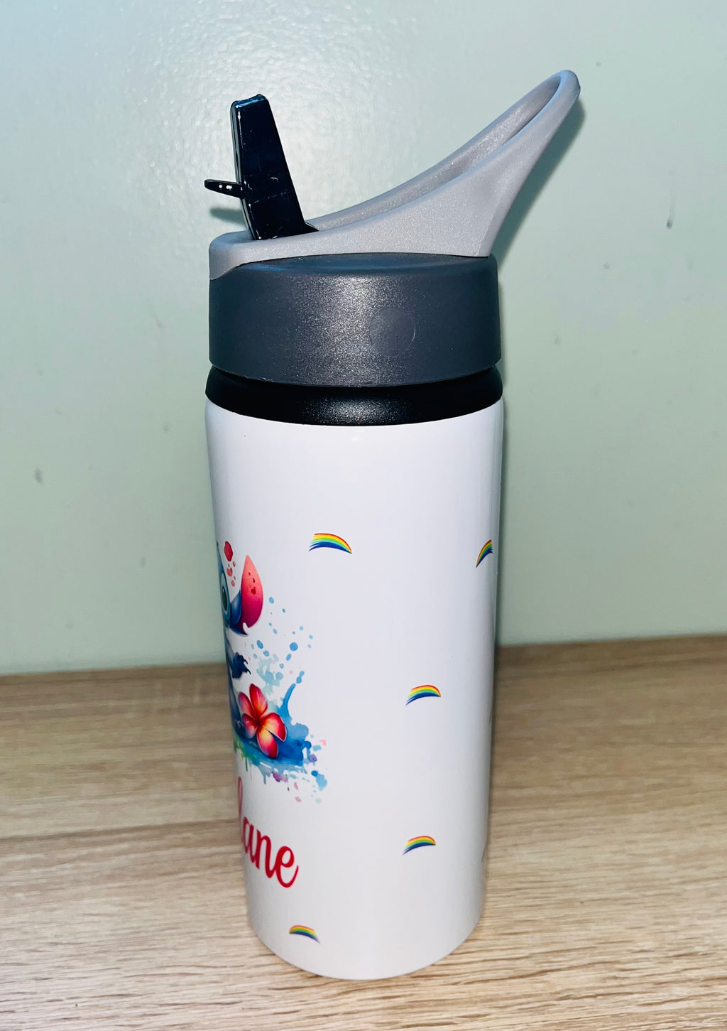 Stitch Themed Personalised 600ml Aluminium Water Bottles - made with your favourite characters! School Water Bottle, Summer Ready.
