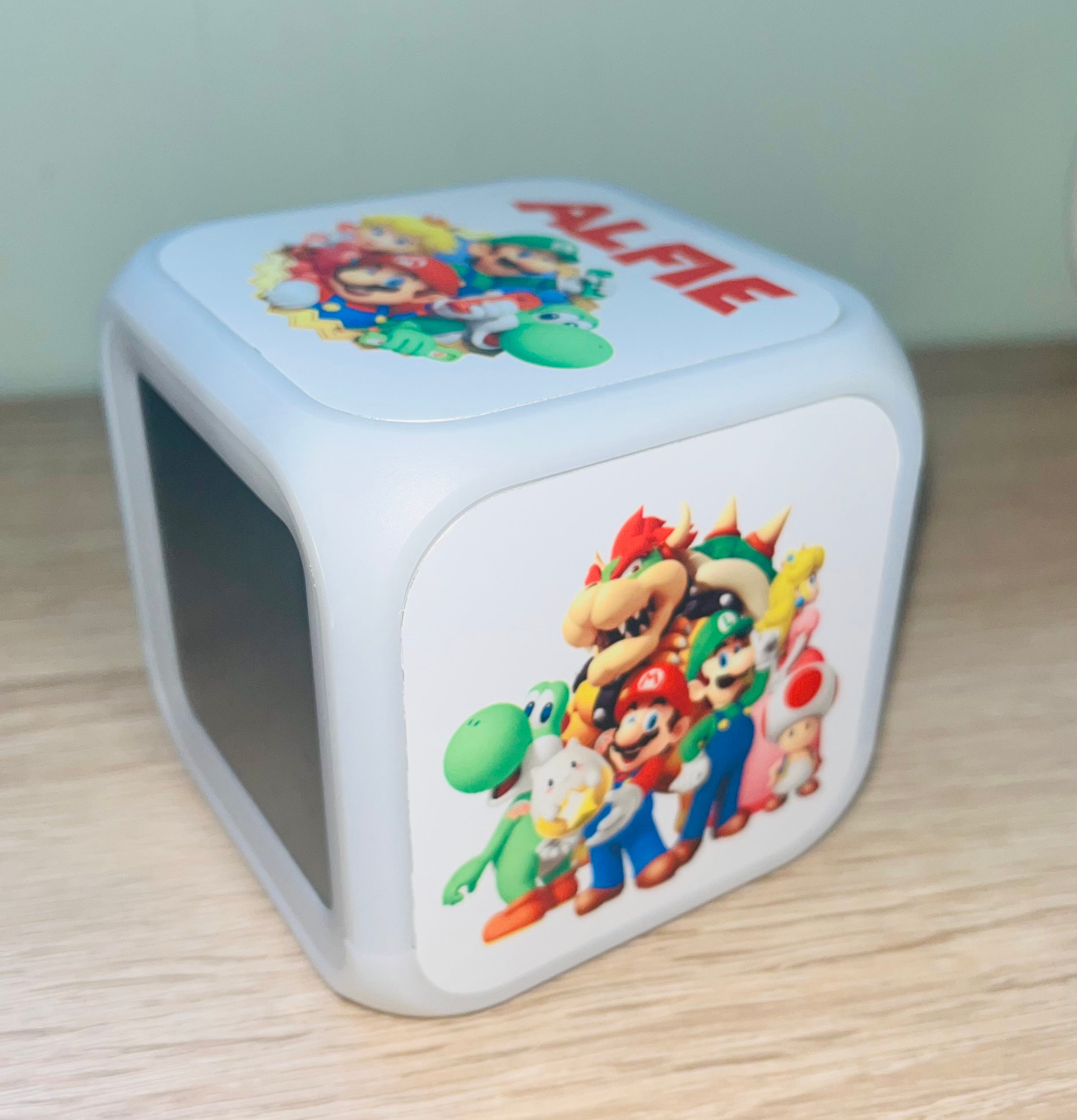 Character/Super Mario Design Personalised LED Cube Digital Alarm Clock - Colour Changing/Great Gift Idea