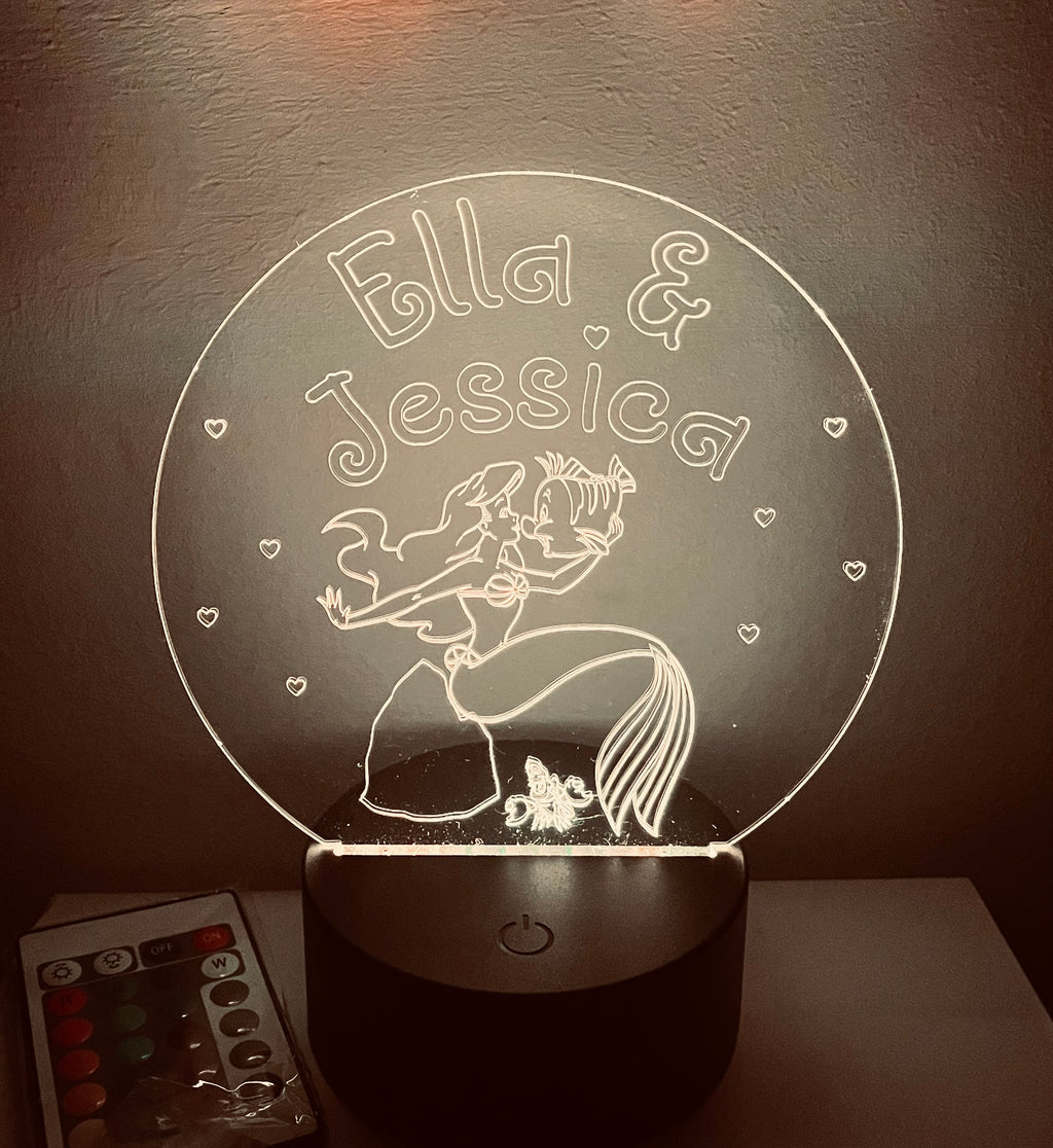 Princess/Mermaid Themed LED Night Light - Comes Fully Personalised. Unique Gift Idea