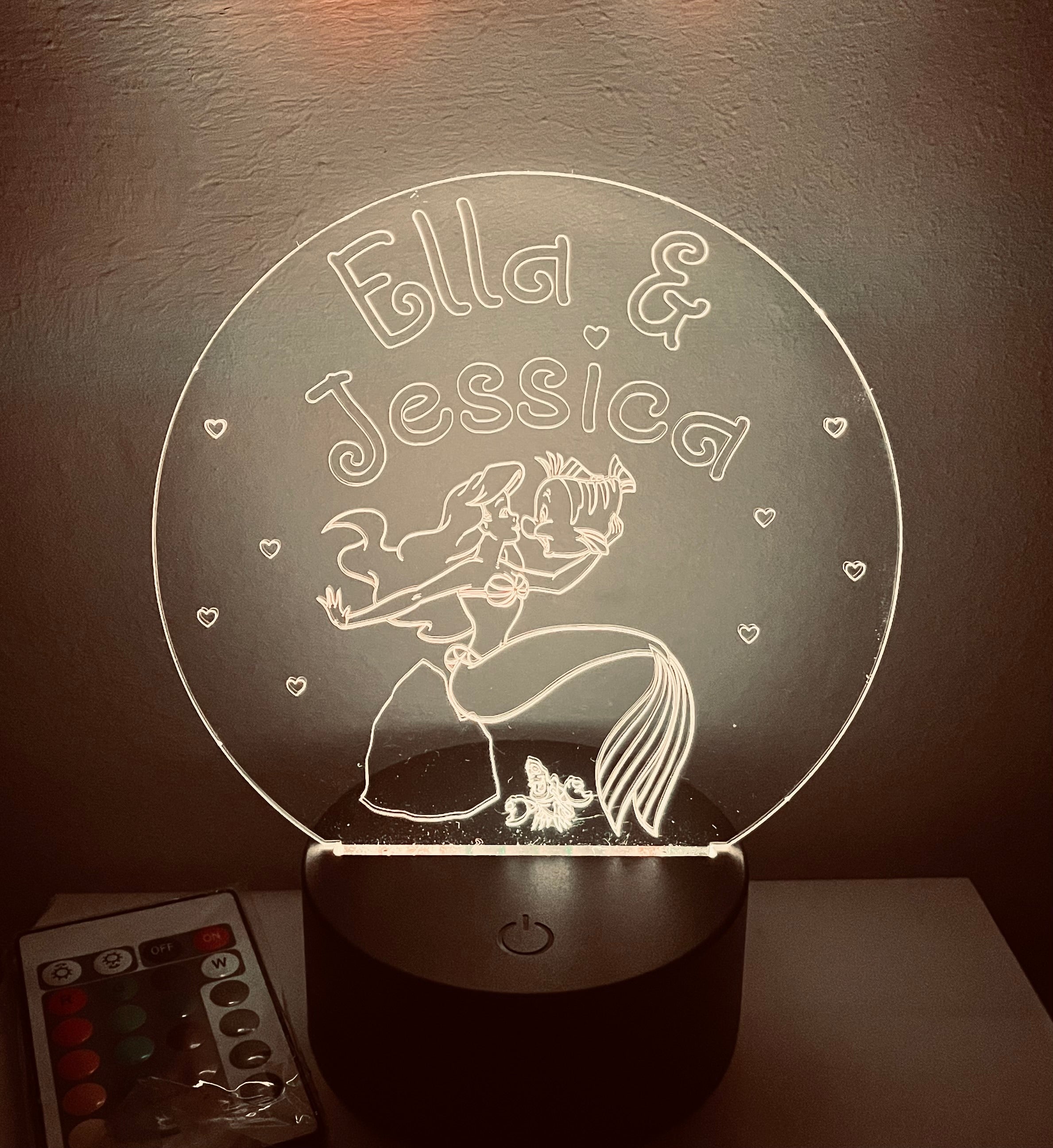 Princess/Mermaid Themed LED Night Light - Comes Fully Personalised. Unique Gift Idea