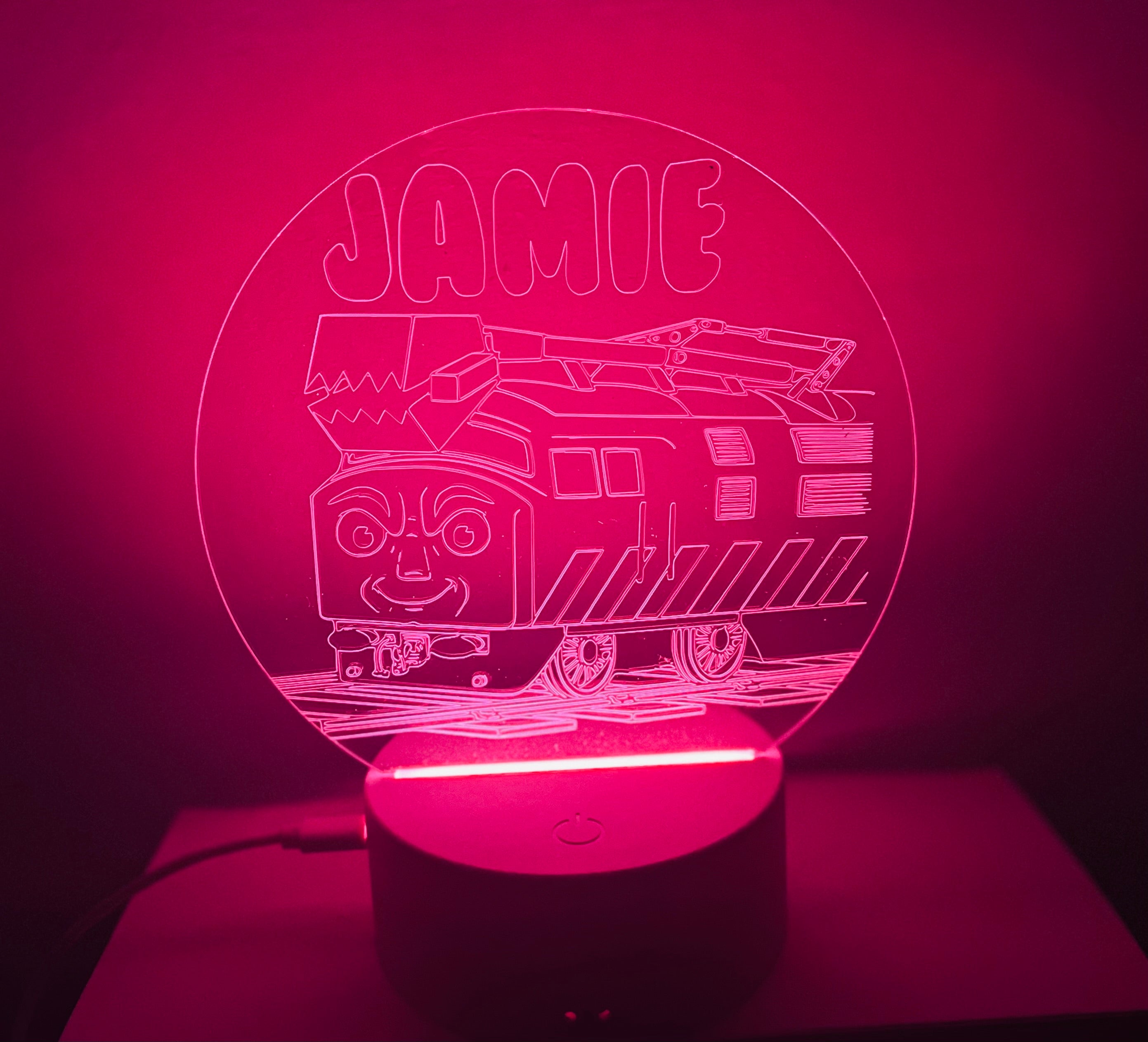 Diesel Train Themed LED Night Light - Comes Fully Personalised. Unique Gift Idea
