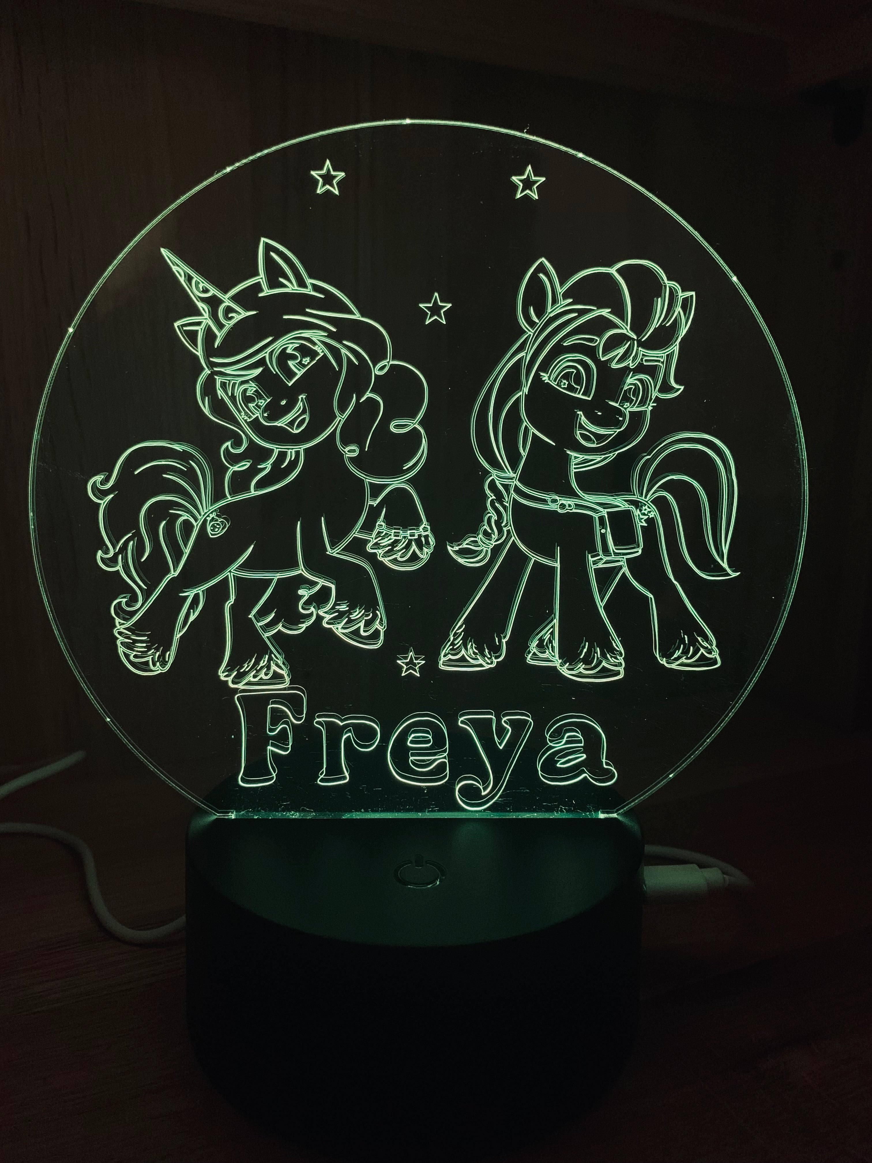 Pony Themed LED Night Light - Comes Fully Personalised. Unique Gift Idea