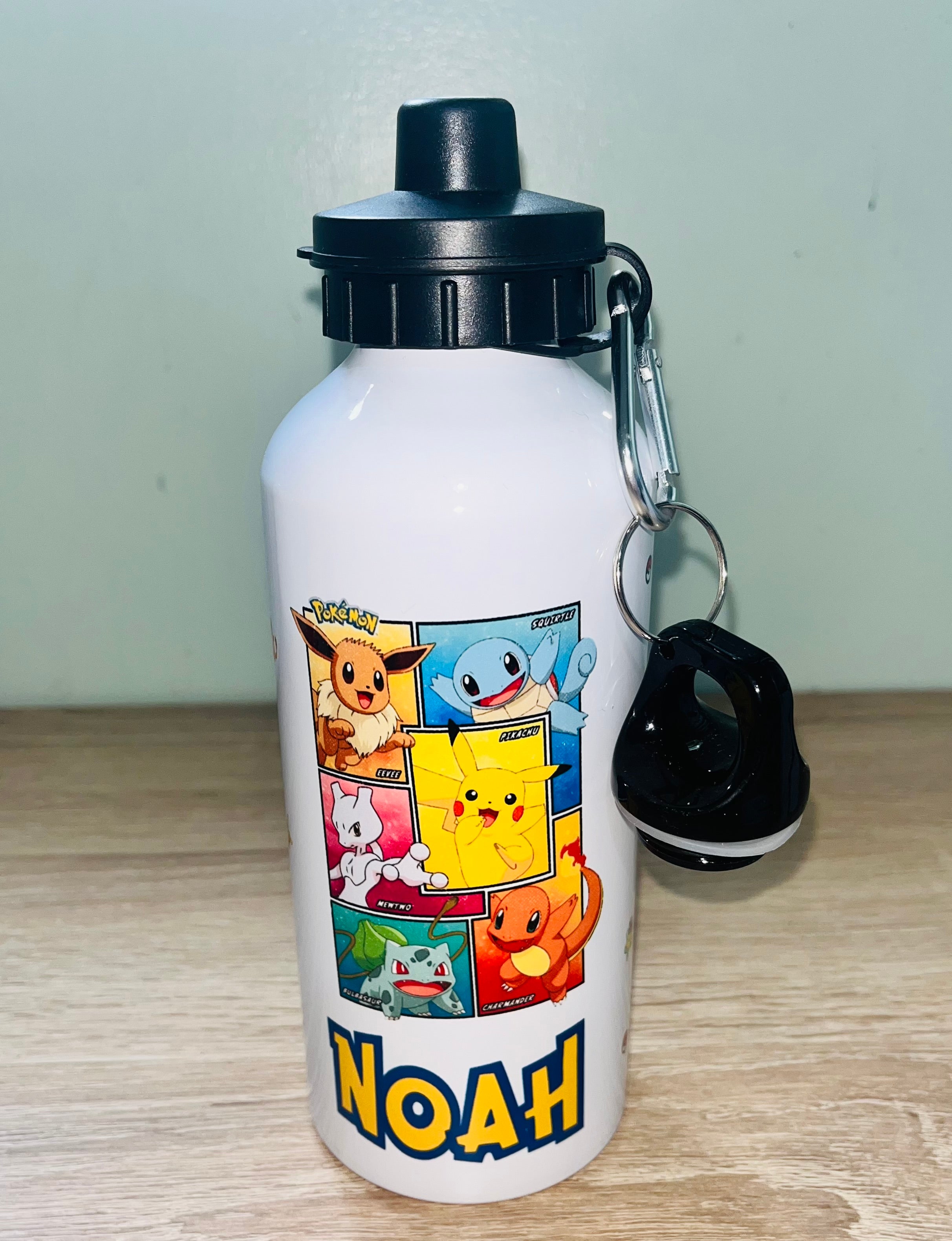 Character/Pokemon Themed Personalised 600ml Aluminium Water Bottles - made with your favourite characters! School Water Bottle, Summer Ready.
