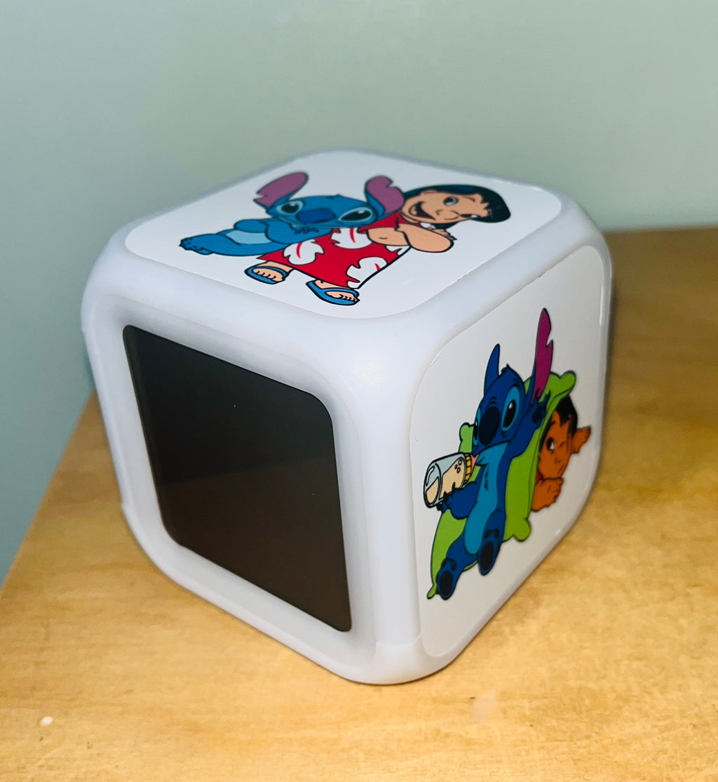 Lilo & Stitch Design Personalised LED Cube Digital Alarm Clock - Colour Changing/Great Gift Idea