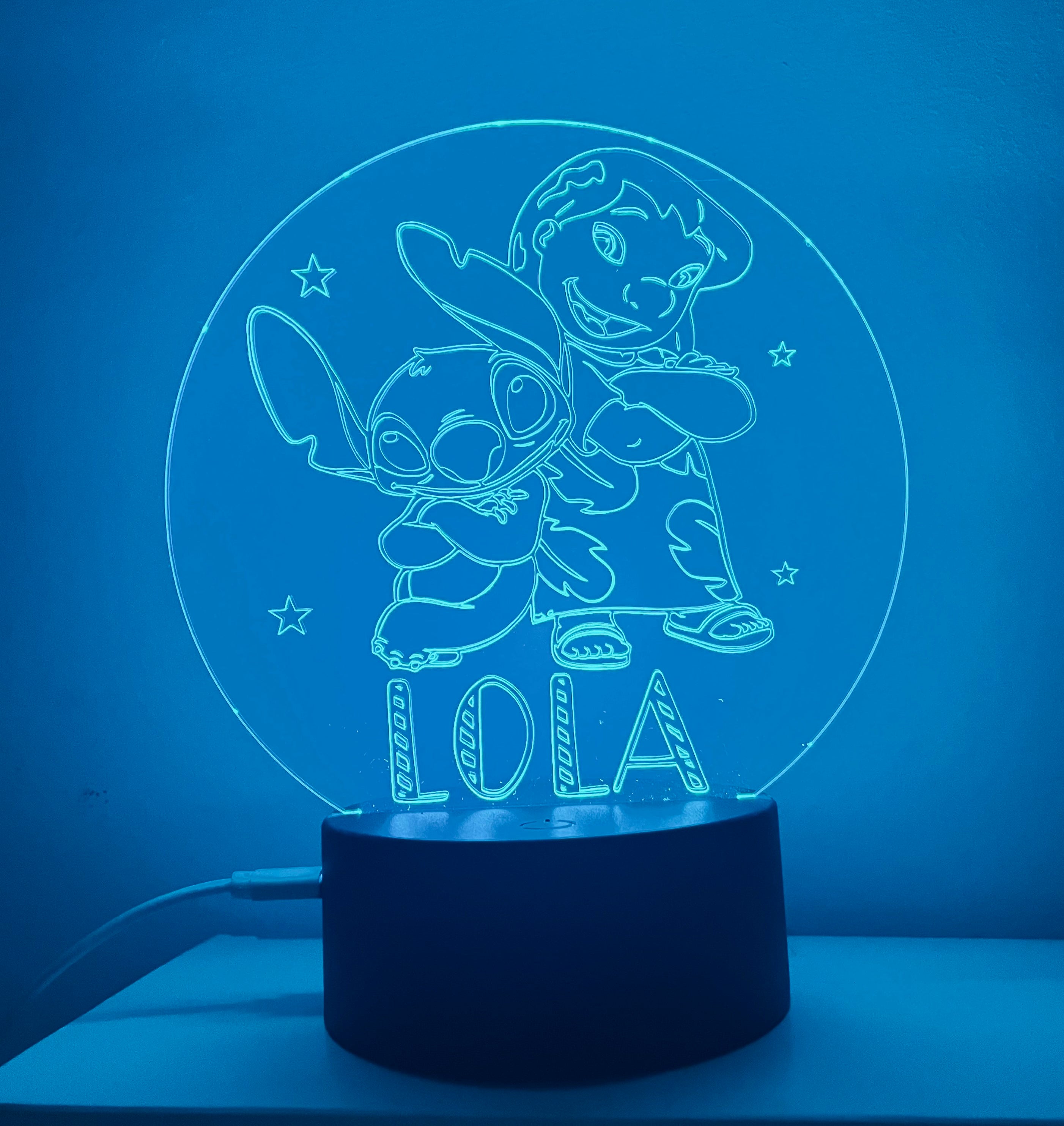 Lilo & Stitch Themed LED Night Light - Comes Fully Personalised. Unique Gift Idea