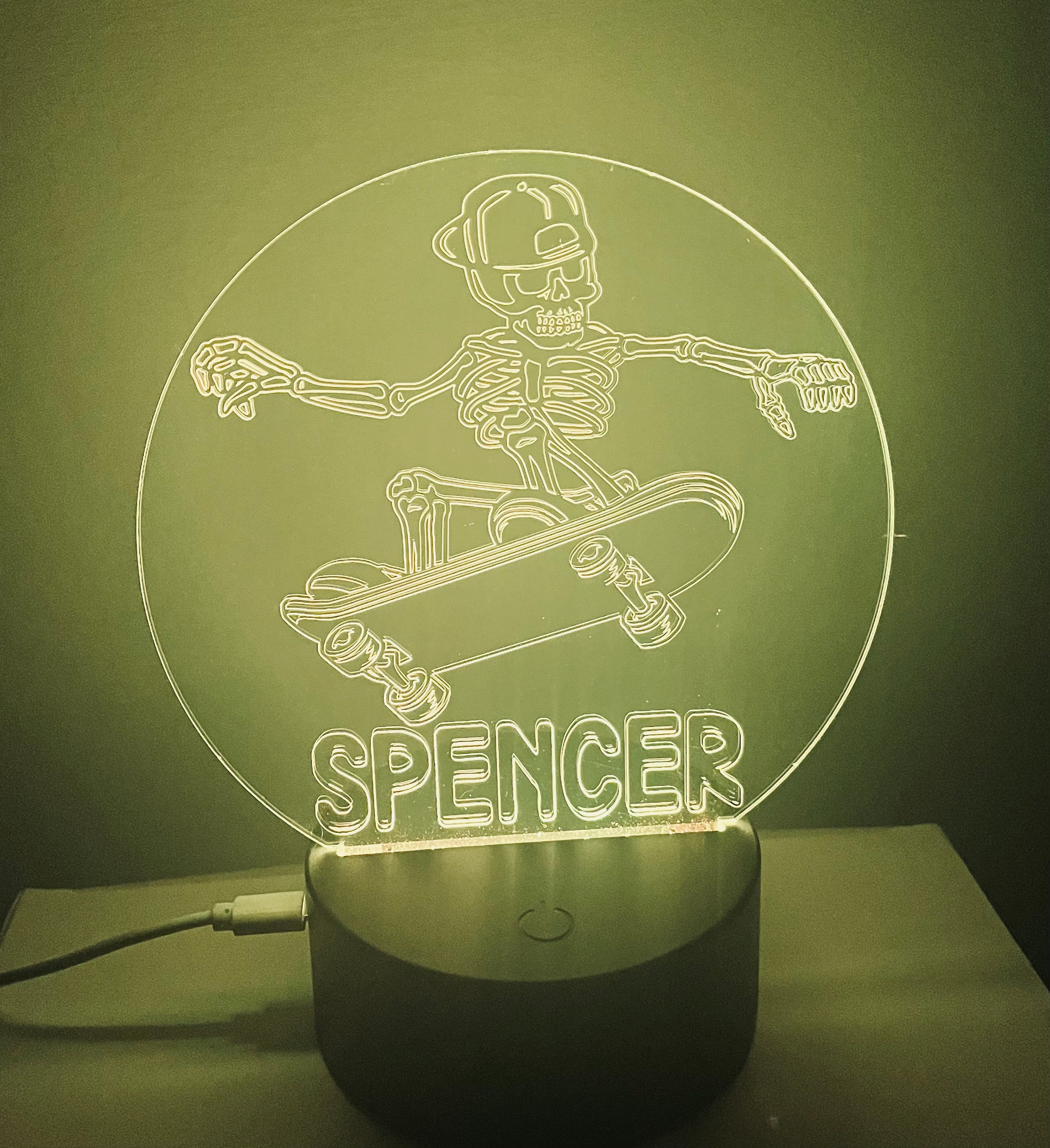Skeleton Themed LED Night Light - Comes Fully Personalised. Unique Gift Idea