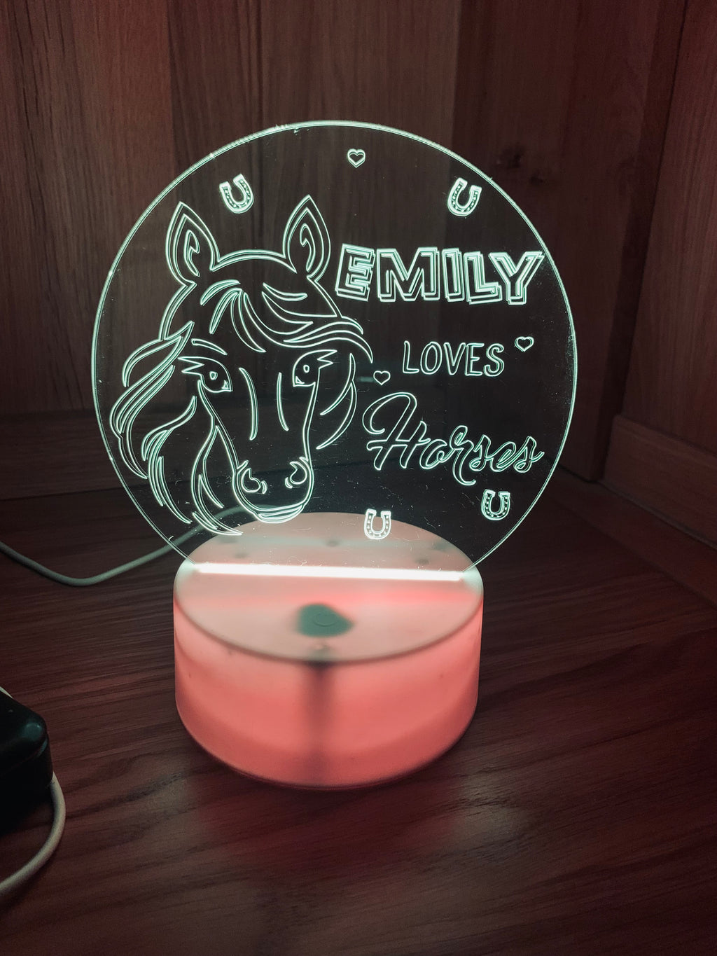 Horse Themed LED Night Light - Comes Fully Personalised. Unique Gift Idea