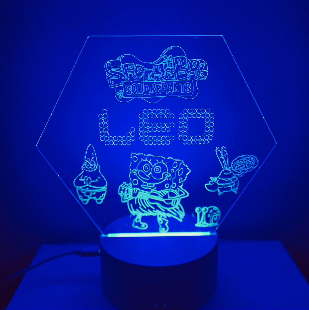 Character/Spongebob Themed LED Night Light - Comes Fully Personalised. Unique Gift Idea