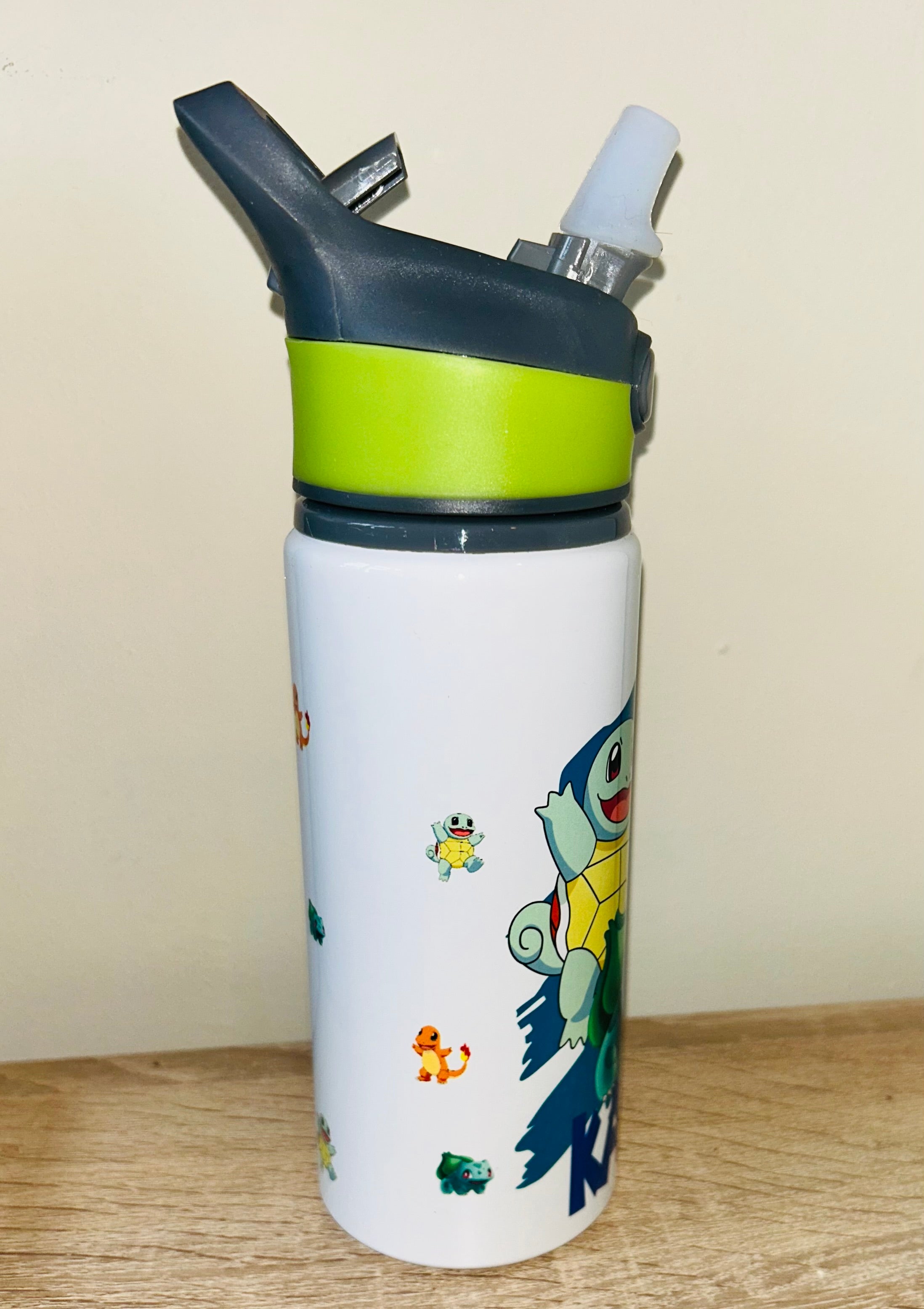 Character/Pokemon Themed Personalised 600ml Aluminium Water Bottles - made with your favourite characters! School Water Bottle, Summer Ready.