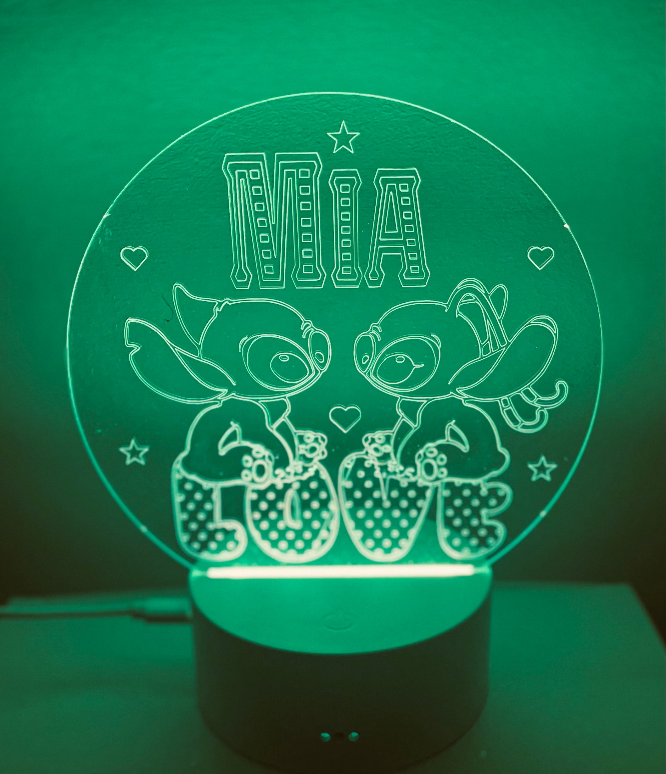 Stitch & Angel Themed LED Night Light - Comes Fully Personalised. Unique Gift Idea