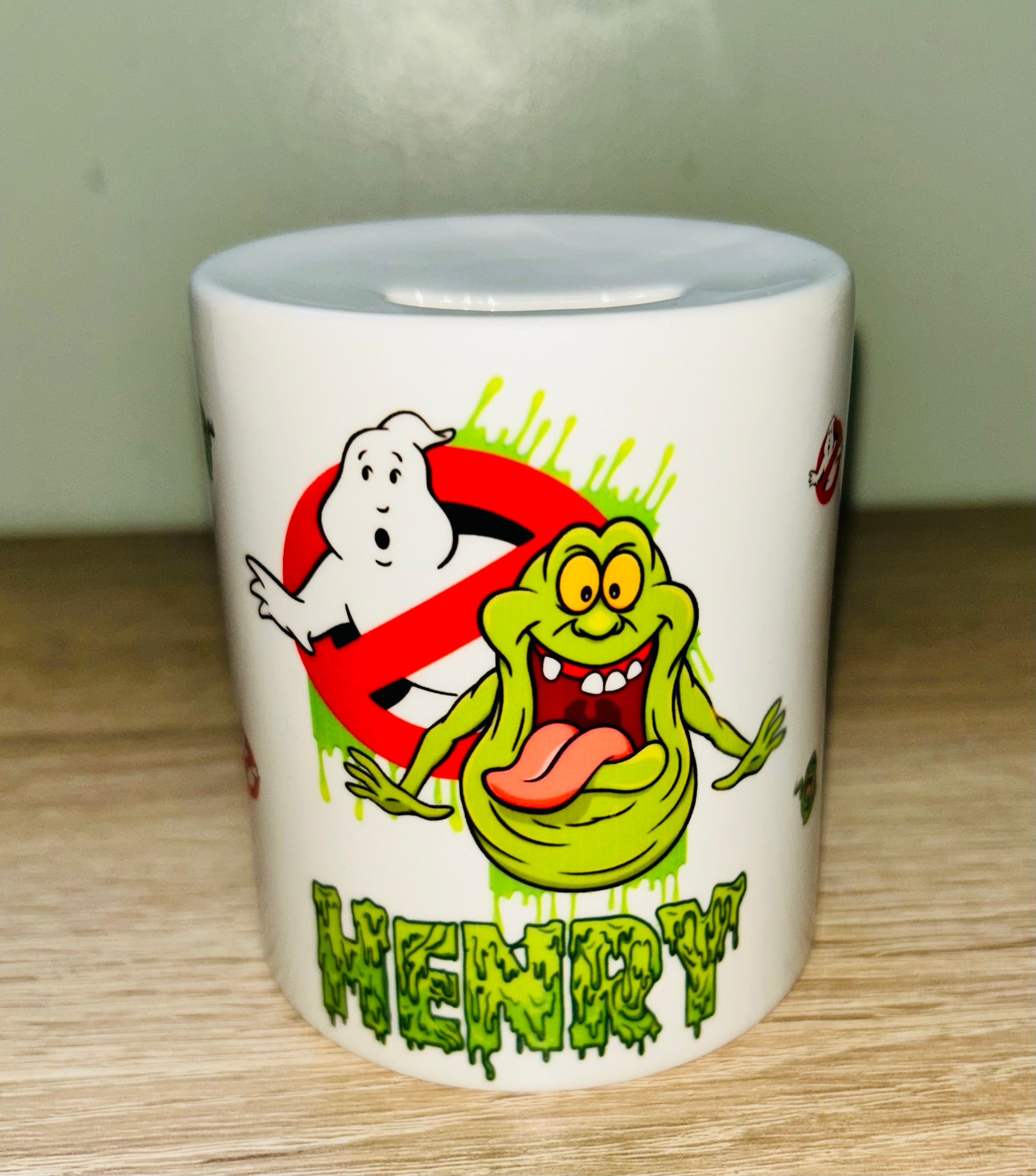 Character/Ghostbusters Design Personalised Money Box, Piggy Bank, Birthday Gift, Baby gift, keepsake, Saving, bedroom/nursery decor, Ceramic