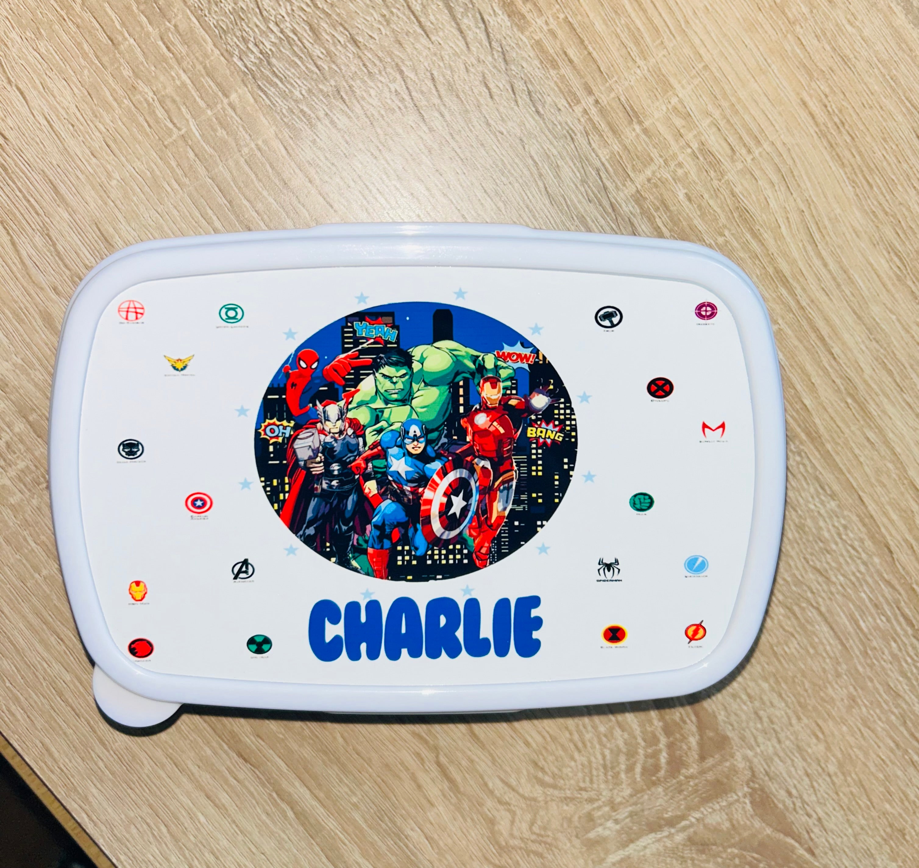 Superheroes / Marvel Personalised Snack/Lunch Box - Kids Snack Box - Girls Lunch Box - Snack Tub - Boys Lunch Box School Lunch Bag, Back to School