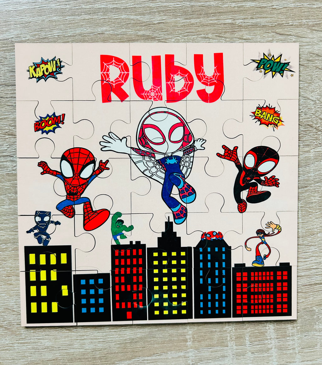 Bunny Themed Personalised Jigsaw Puzzle, Children's Custom Jigsaw, 24 Piece Wooden Puzzle, Birthday gift,  Personalised Gift. Heart Shape