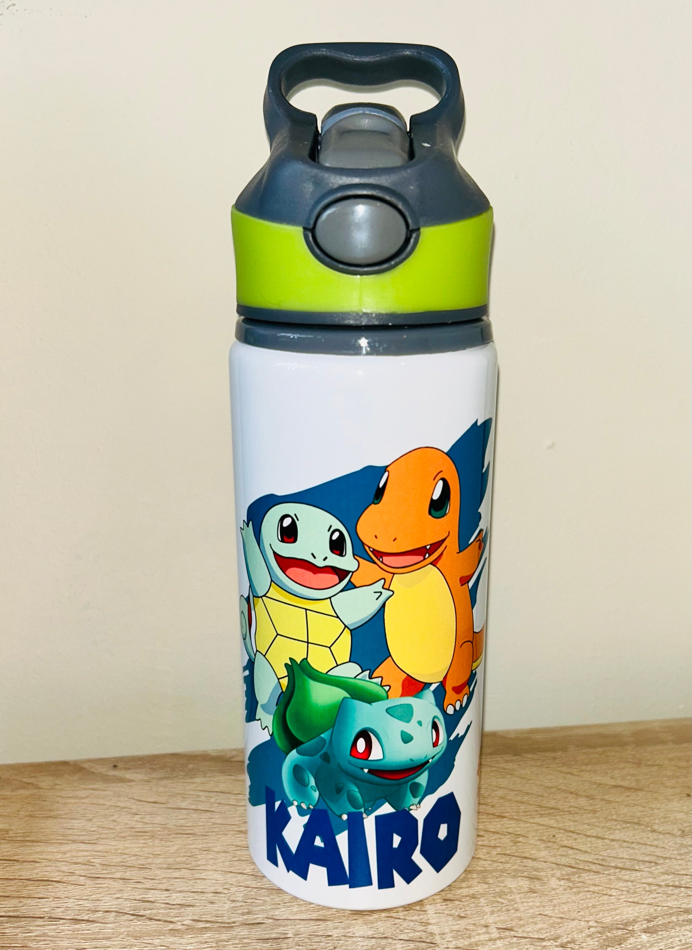 Character/Pokemon Themed Personalised 600ml Aluminium Water Bottles - made with your favourite characters! School Water Bottle, Summer Ready.