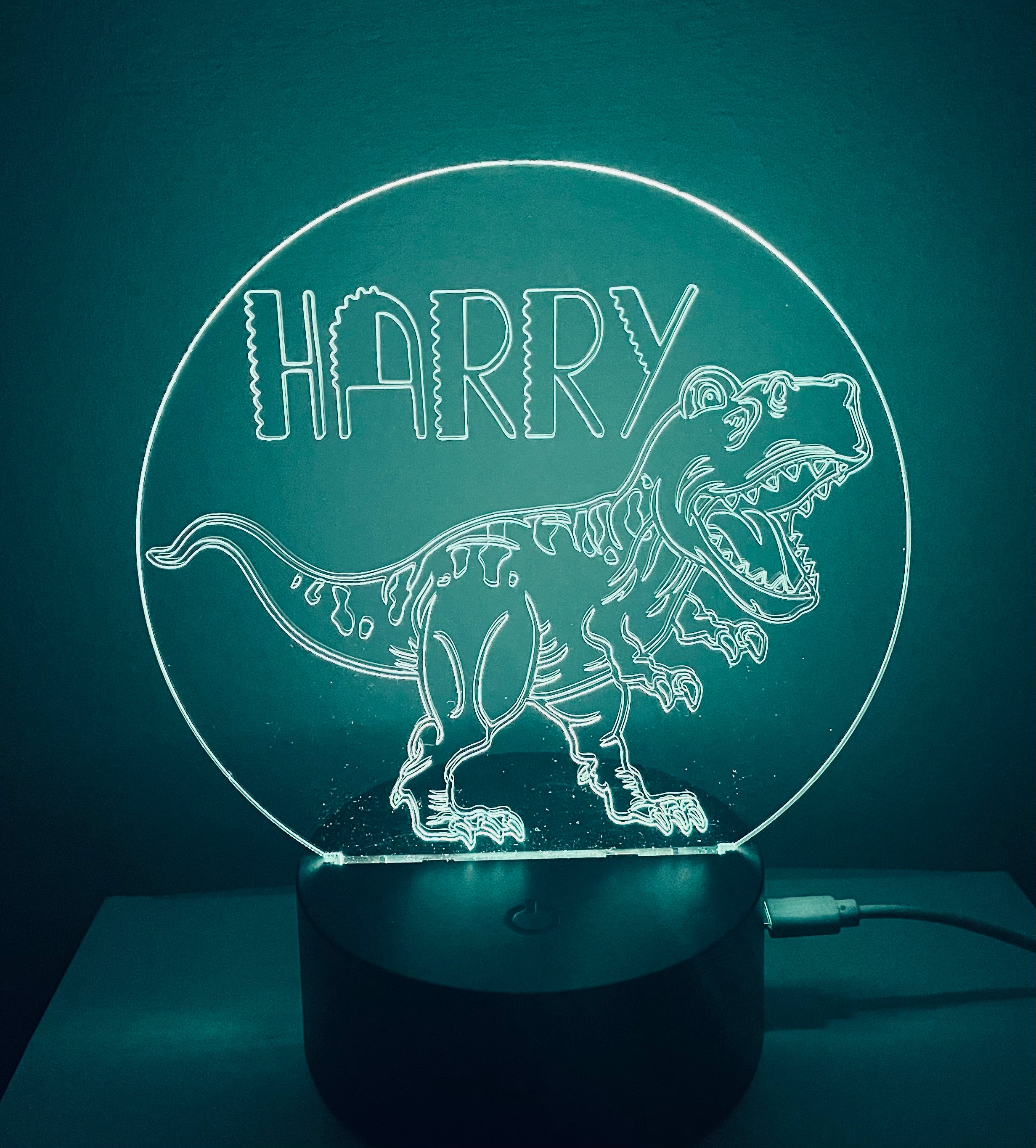 Dinosaur Themed LED Night Light - Comes Fully Personalised. Unique Gift Idea