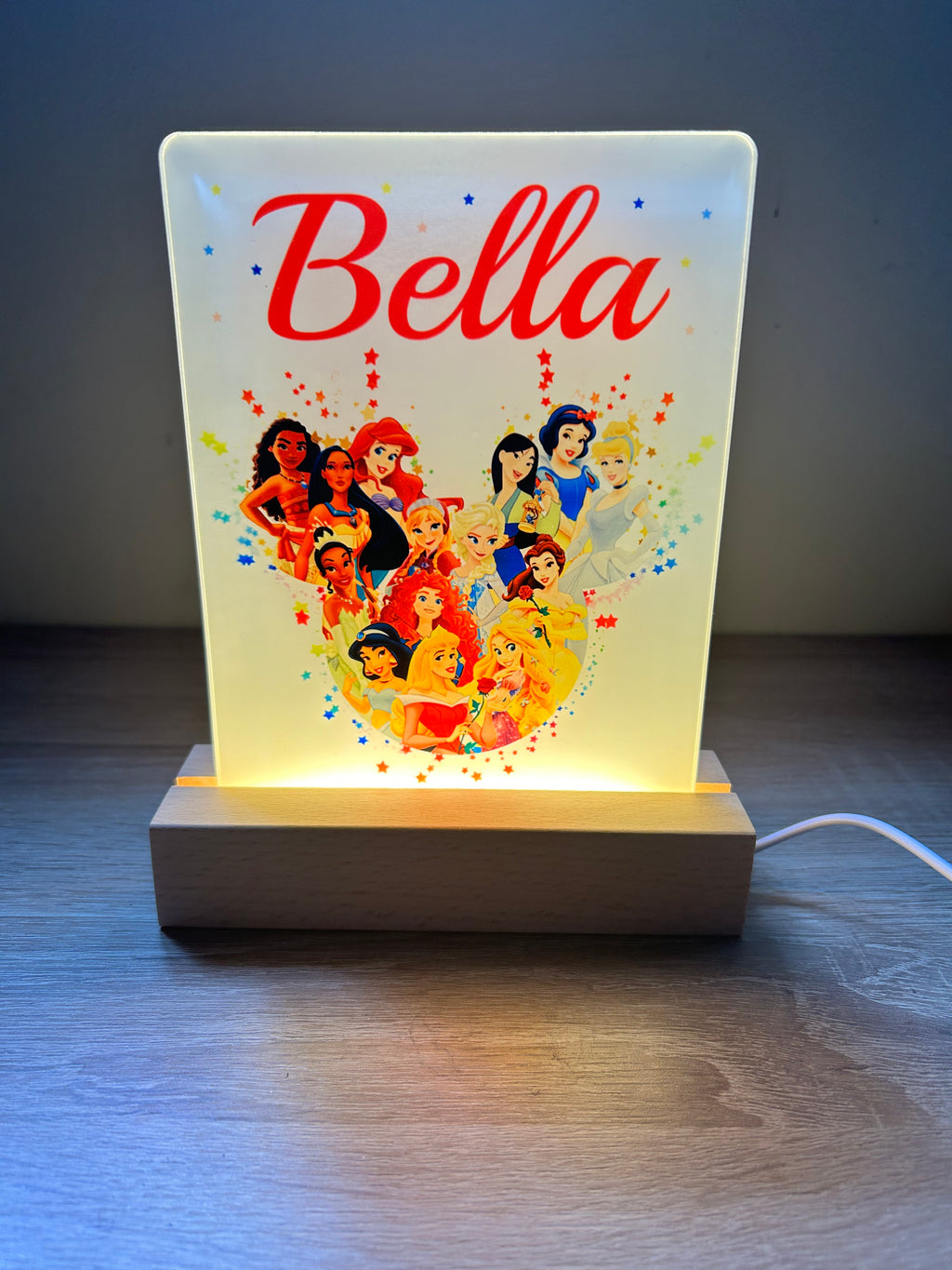 Princess Themed Sub LED Night Light - Comes Fully Personalised. Unique Gift Idea.  Perfect for Bedroom. Christmas/Birthday Gift.