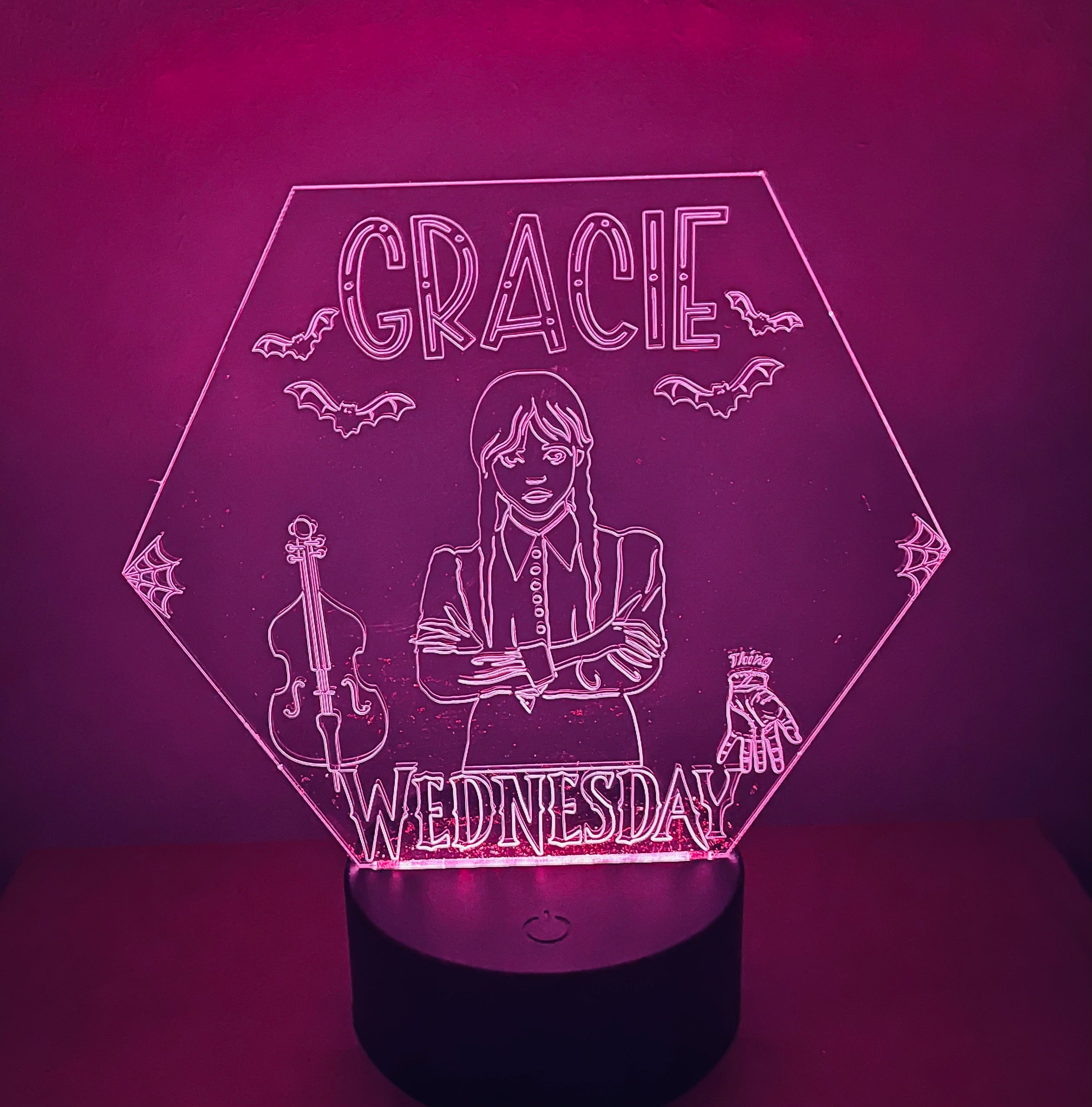 Wednesday Themed LED Night Light - Comes Fully Personalised. Unique Gift Idea